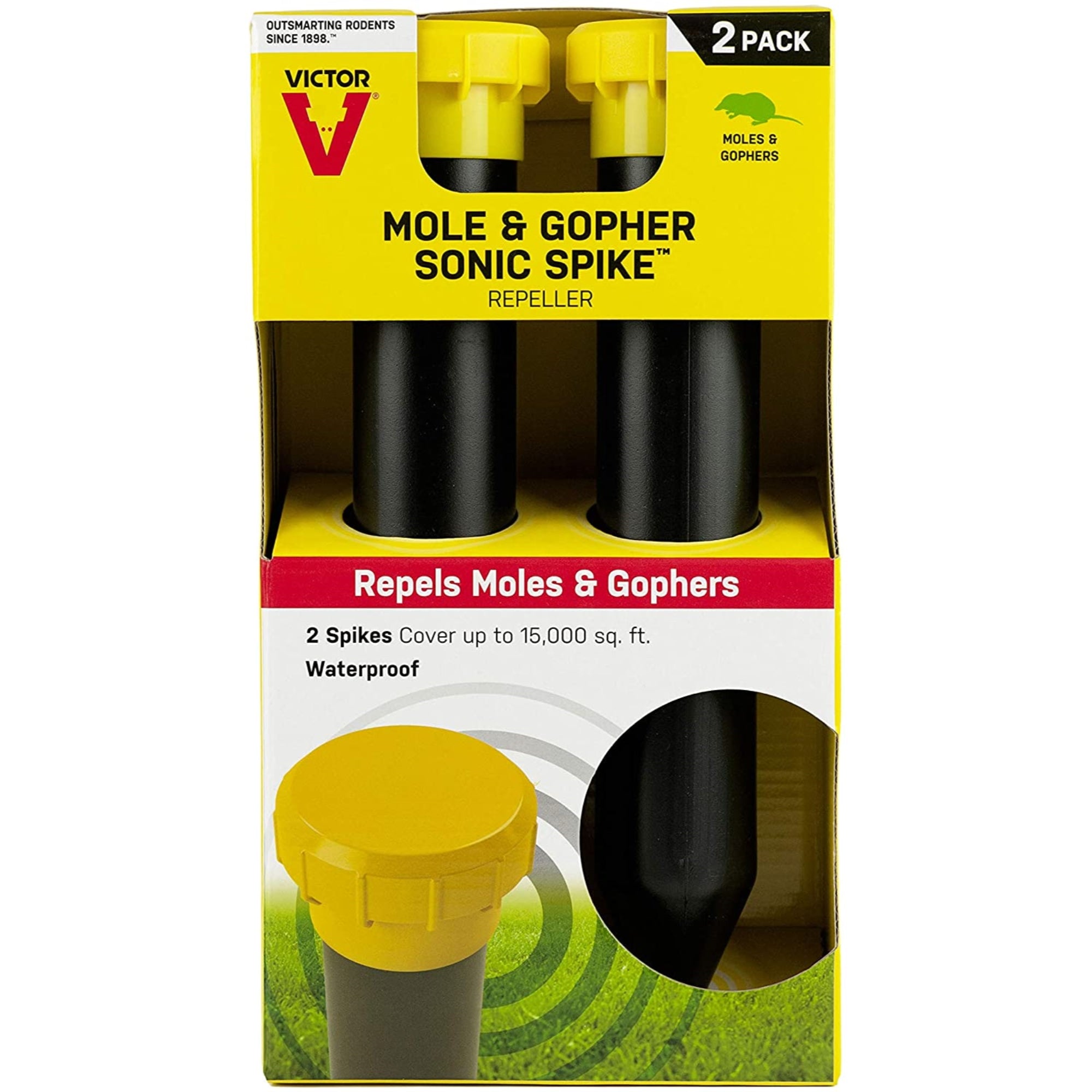 Victor Sonic Spike Mole and Gopher Repellent, 2 Pack