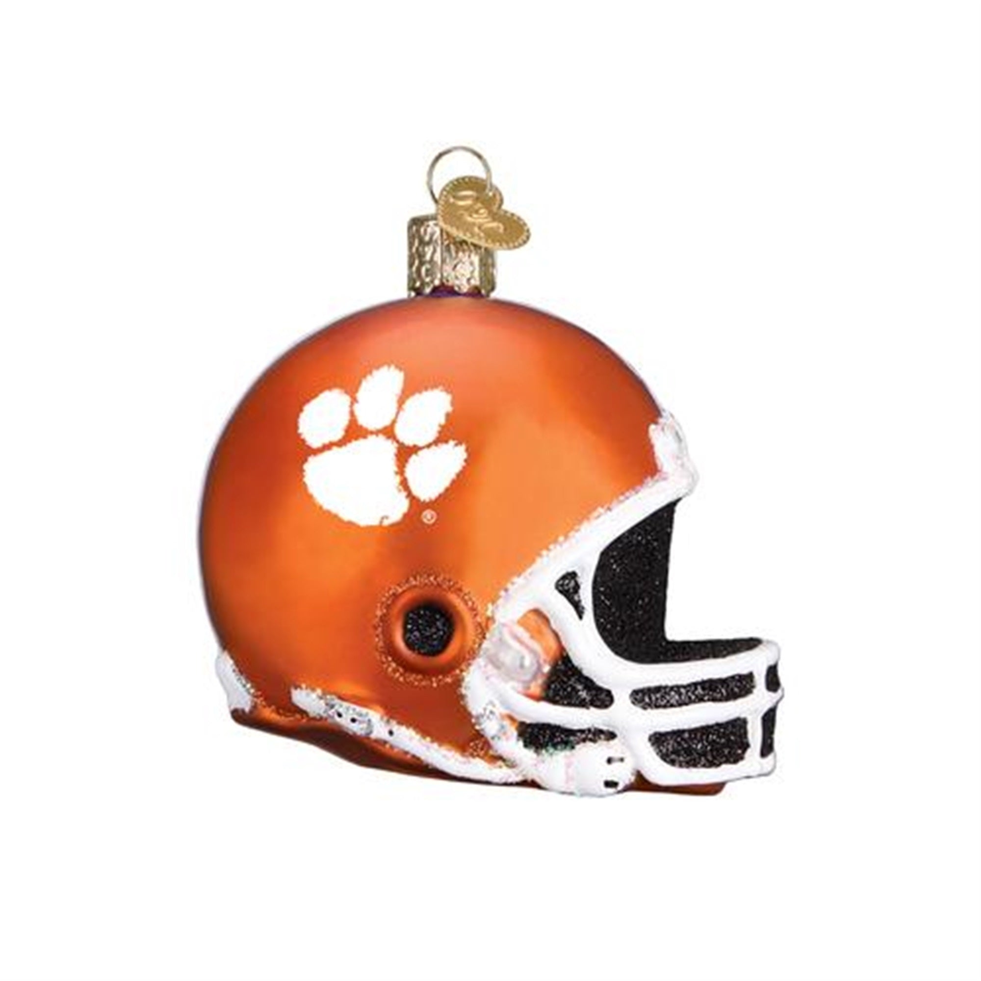 Old World Christmas Glass Blown Ornament Clemson Helmet, 3"