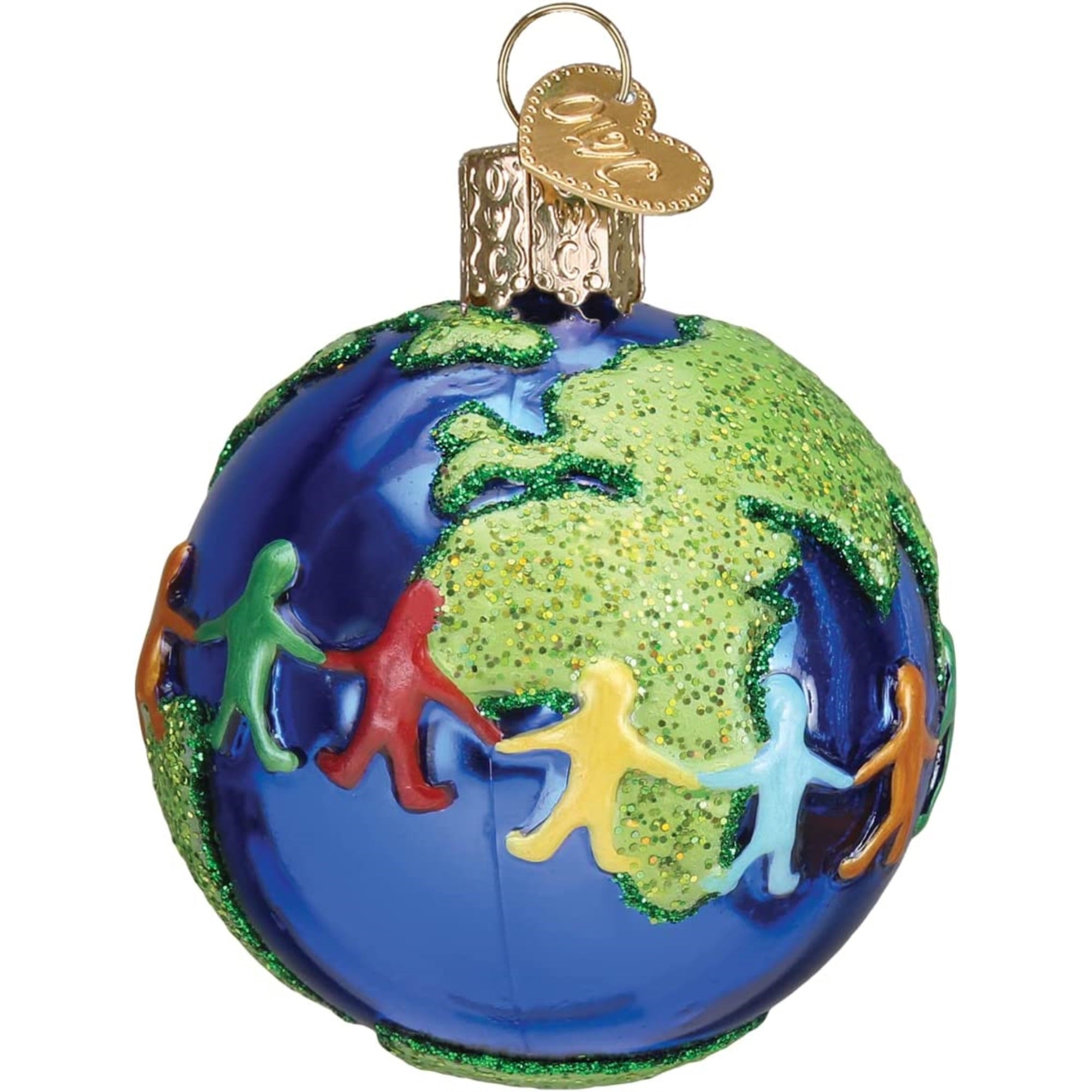 Old World Christmas Glass Blown World Peace on Earth Ornament, 2.5"