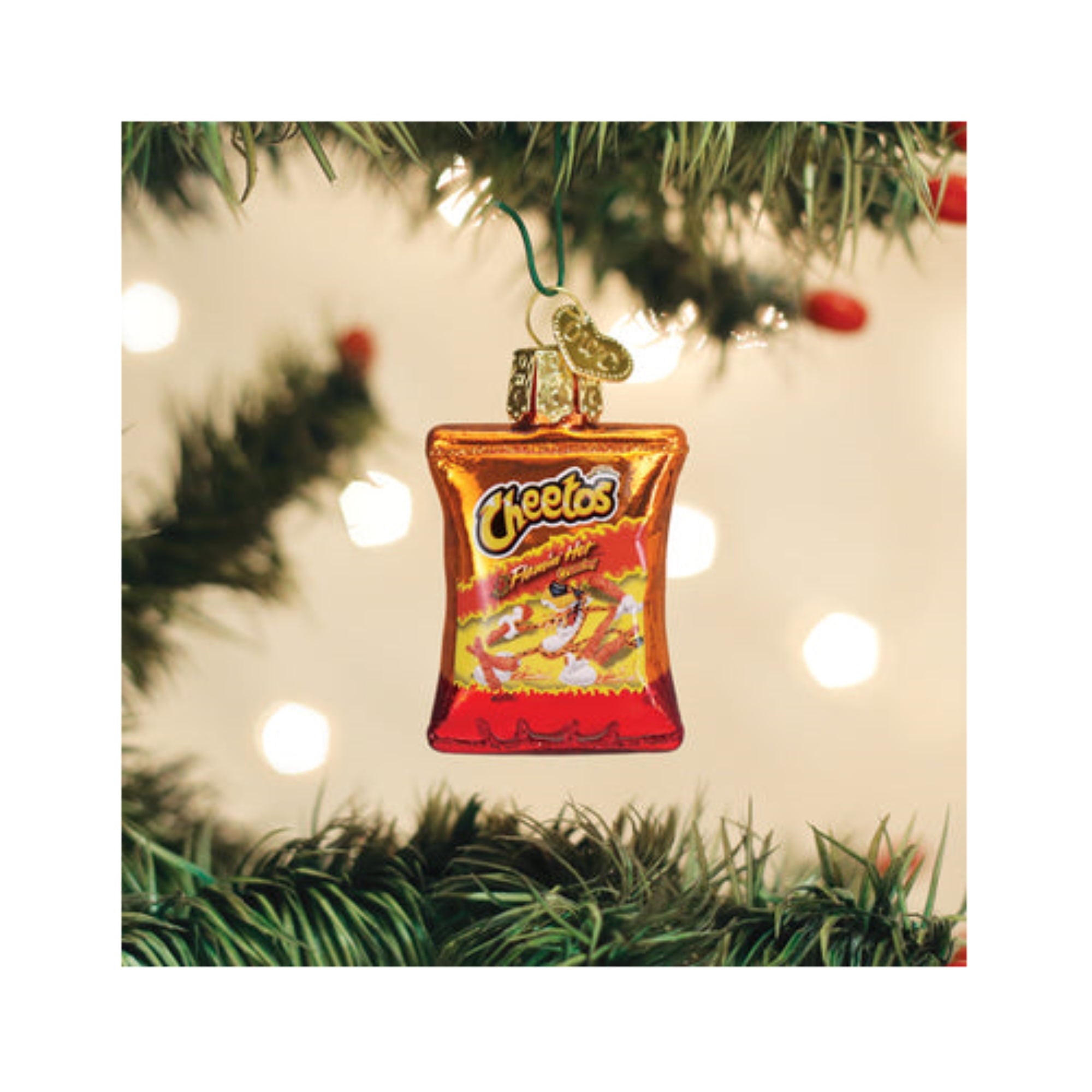 Old World Christmas Mini Flamin Hot Cheetos Blown Glass Holiday Ornament For Tree