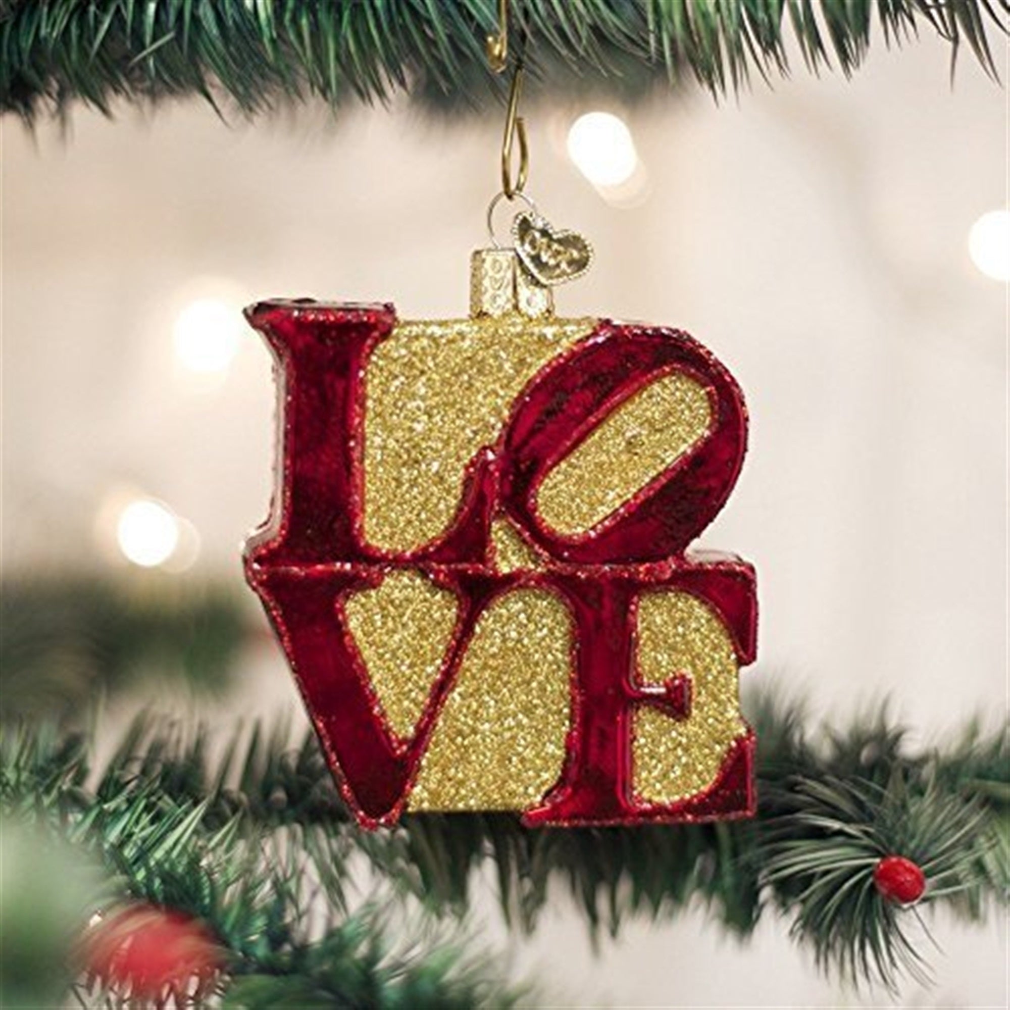 Old World Christmas Blown Glass Christmas Ornament, Love