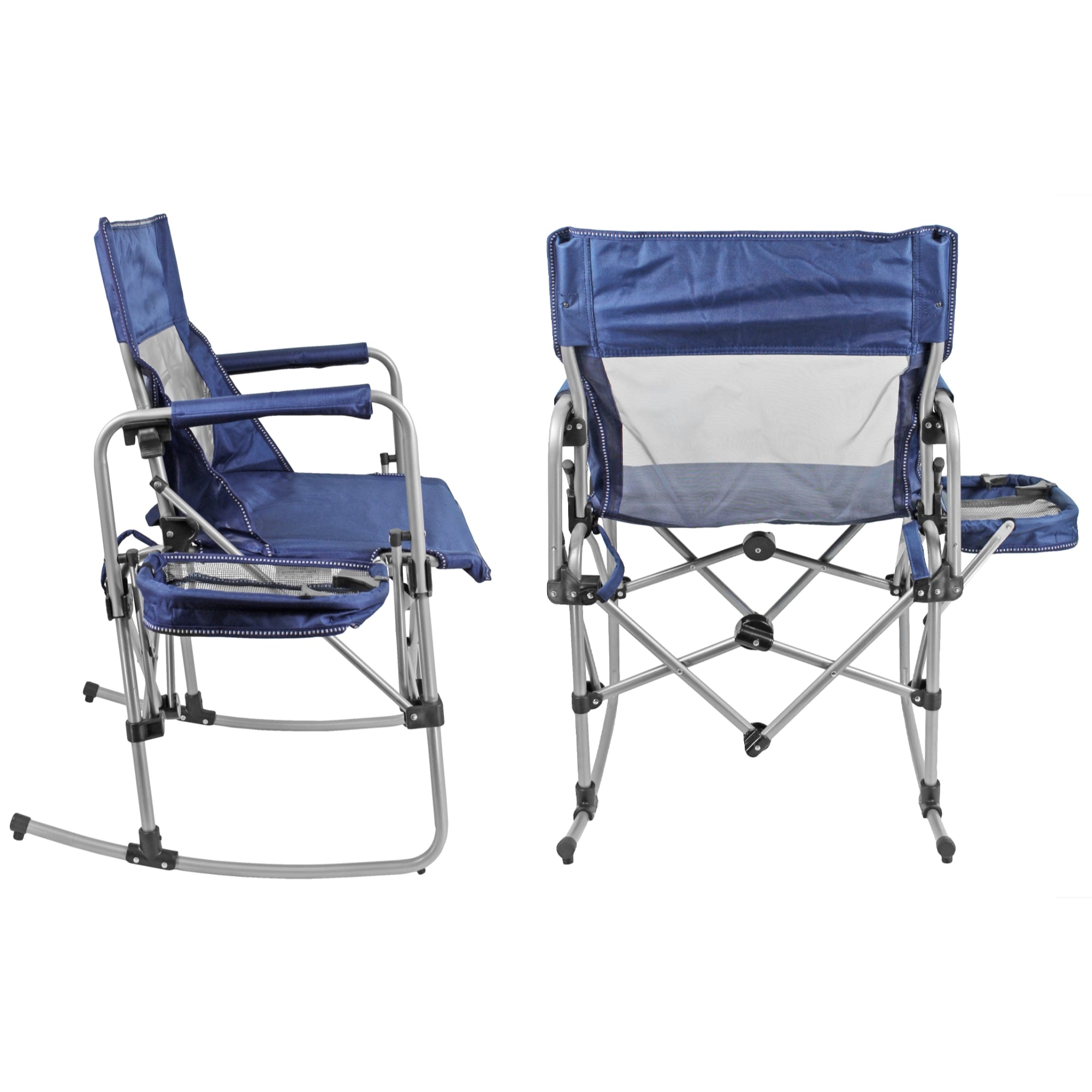 Zenithen Limited Navy/Grey Rocking Director Folding Chair with Side Table