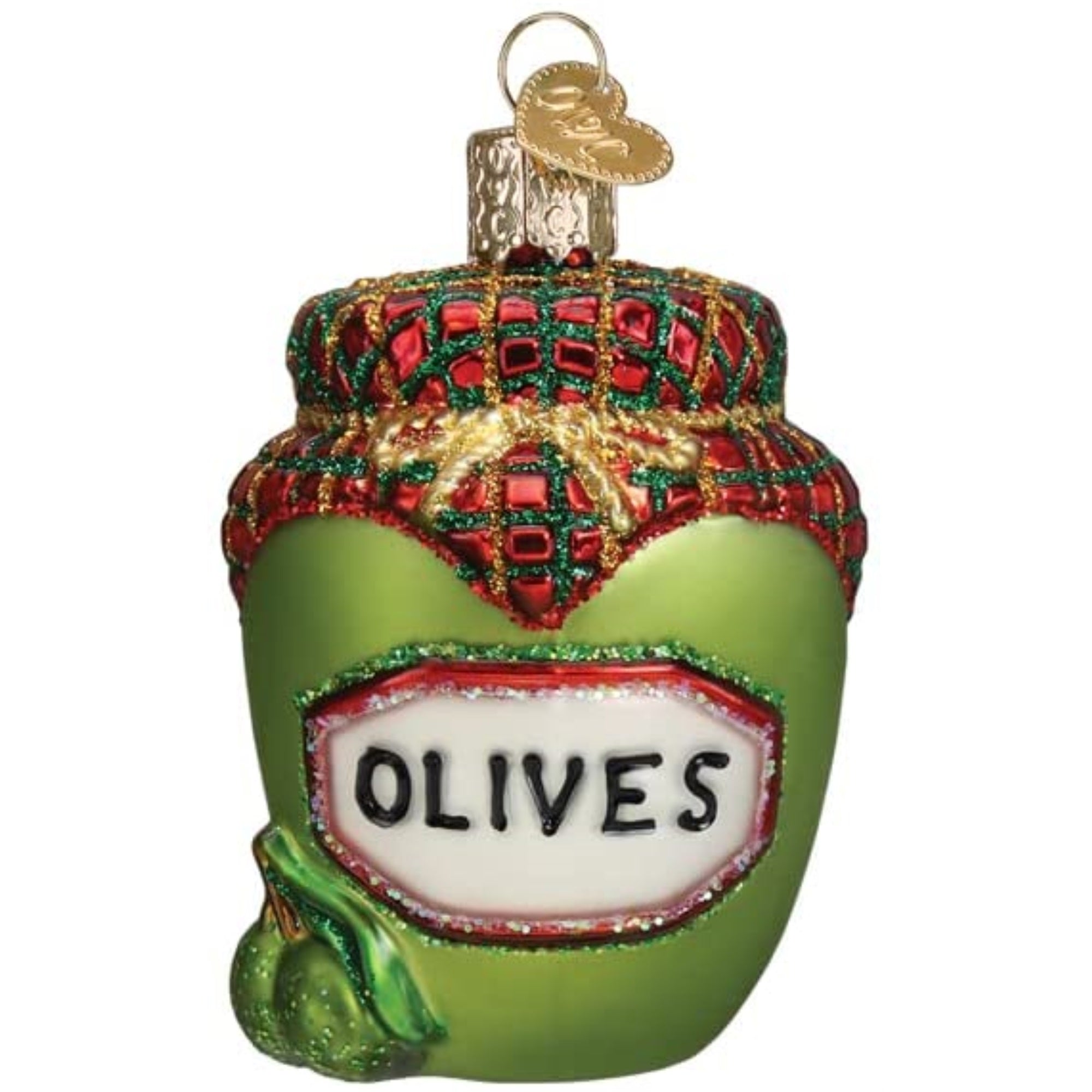 Old World Christmas Blown Glass Christmas Ornament, Jar of Olives