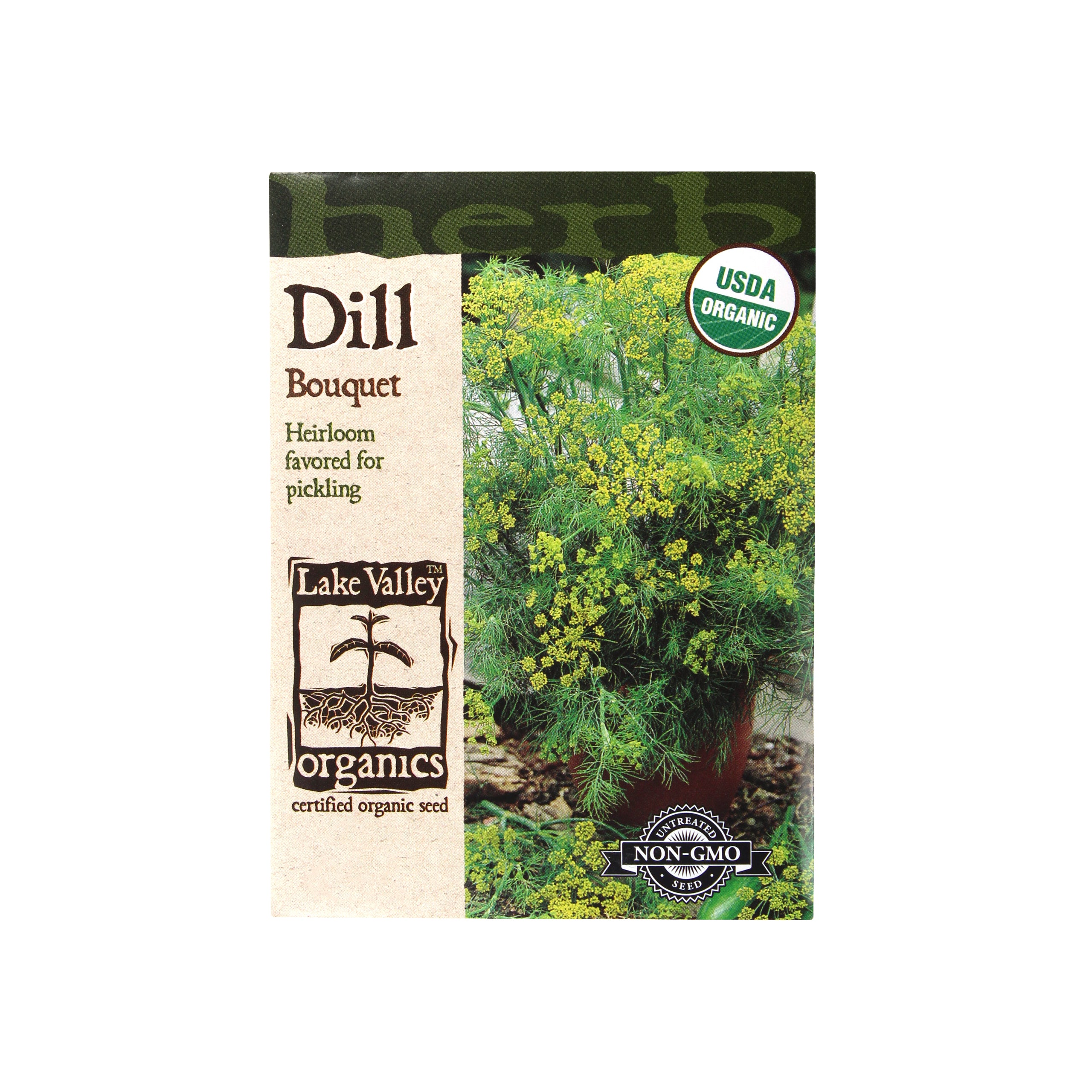 Lake Valley Seed Dill Organic Bouquet Heirloom Herb Seeds, 0.50g