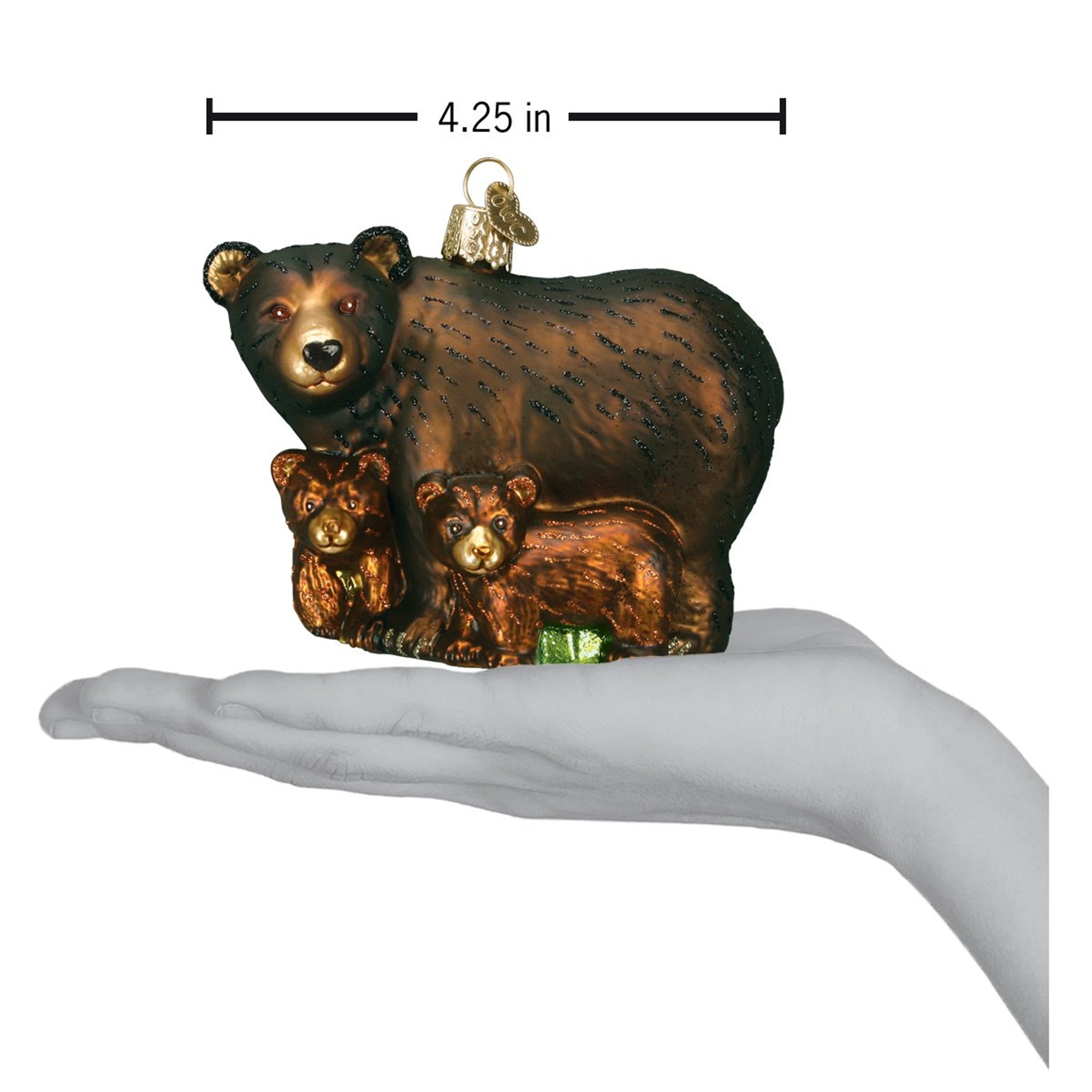 Old World Christmas Blown Glass Christmas Ornament, Bear with Cubs