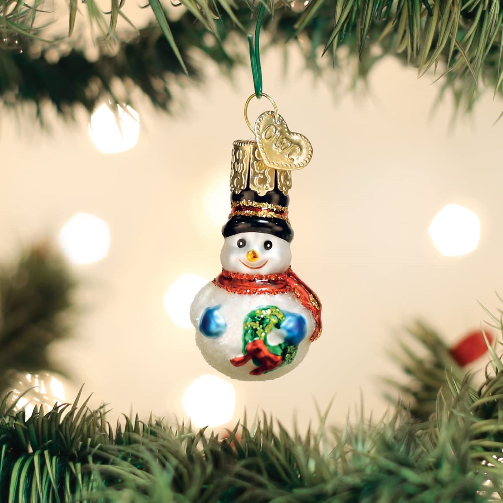 Old World Christmas Mini Glass Blown Snowman Ornament, 2"