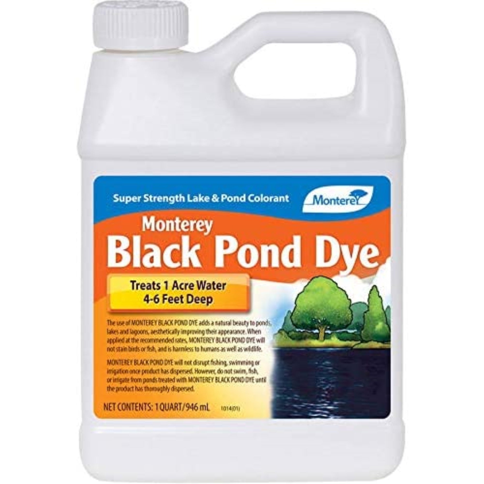 Monterey Black Pond Dye, Concentrated Lake And Pond Colorant, Black, 1 Qt
