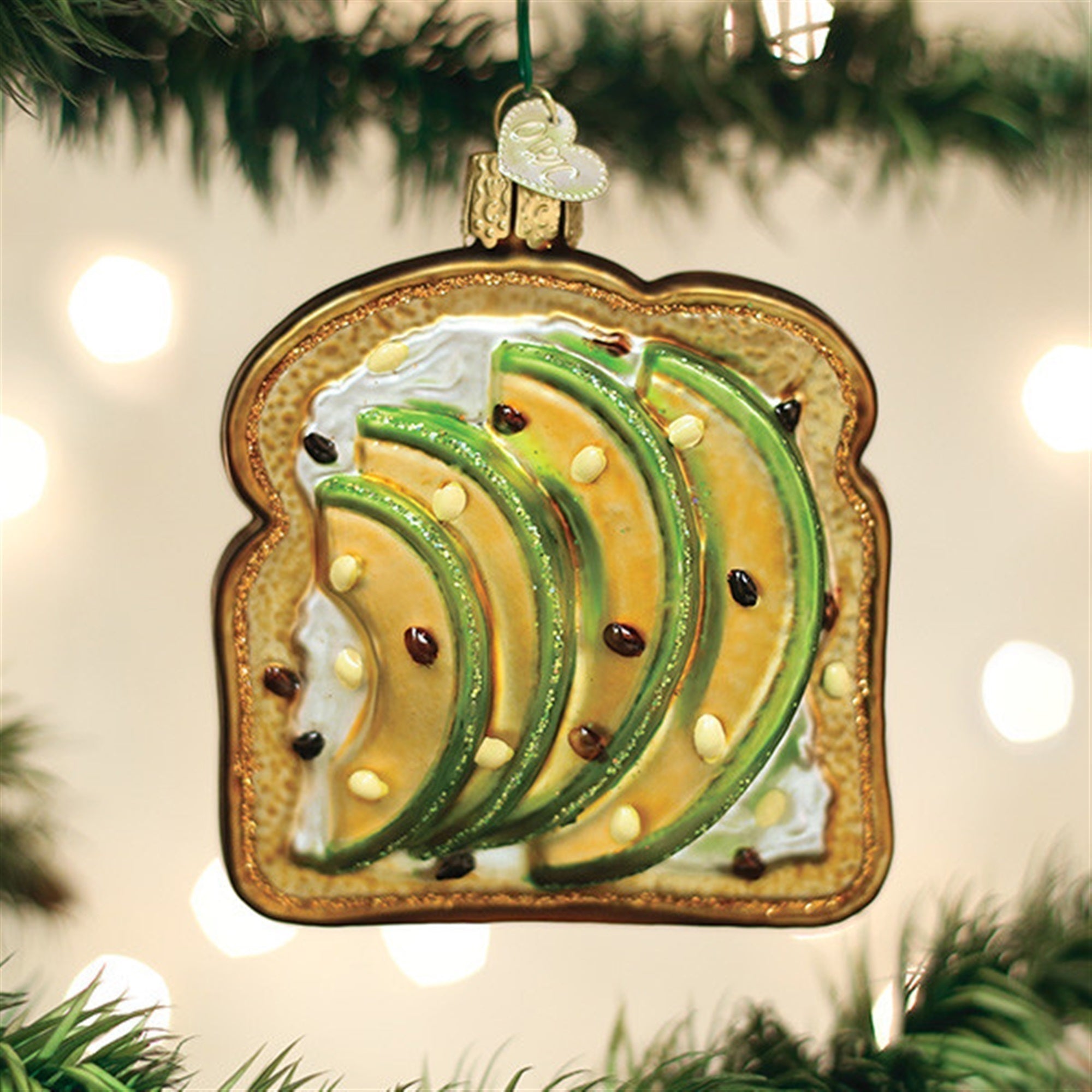 Old World Christmas Avocado Toast Glassblown Ornament