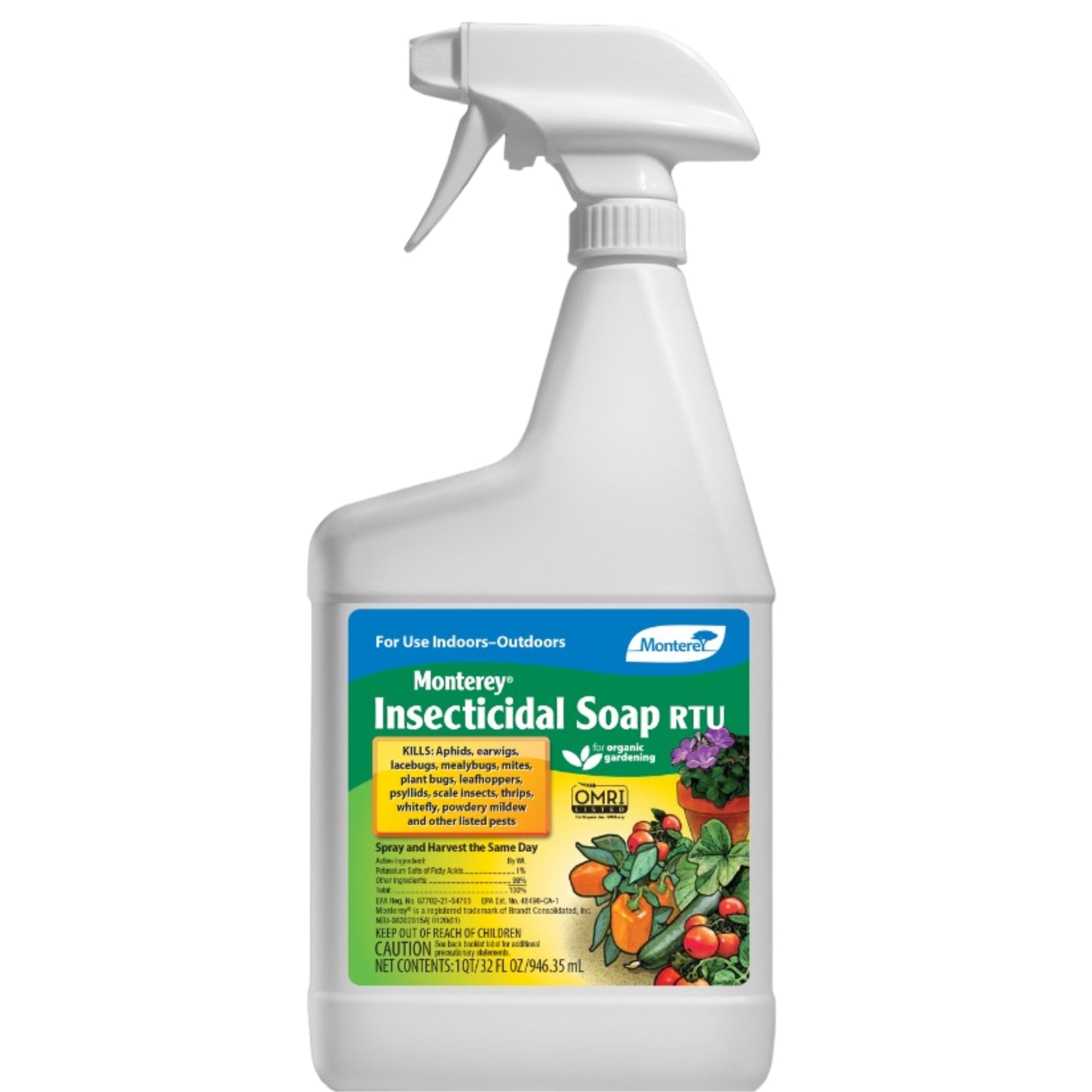 Monterey Insecticidal Soap for Organic Gardening, RTU Trigger Spray Bottle, 32 fl oz
