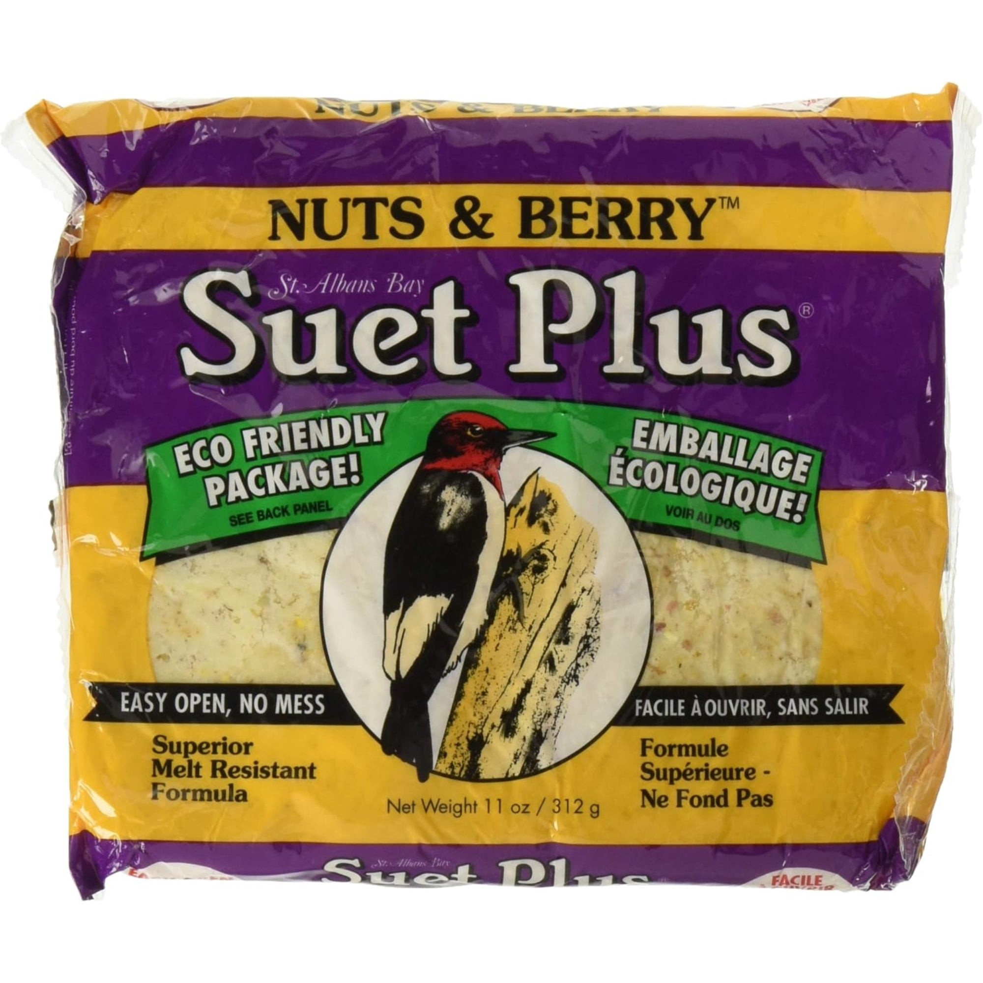 Wildlife Sciences Nuts & Berry Blend Suet Plus Bird Feed, Melt Resistant Formula, 11oz
