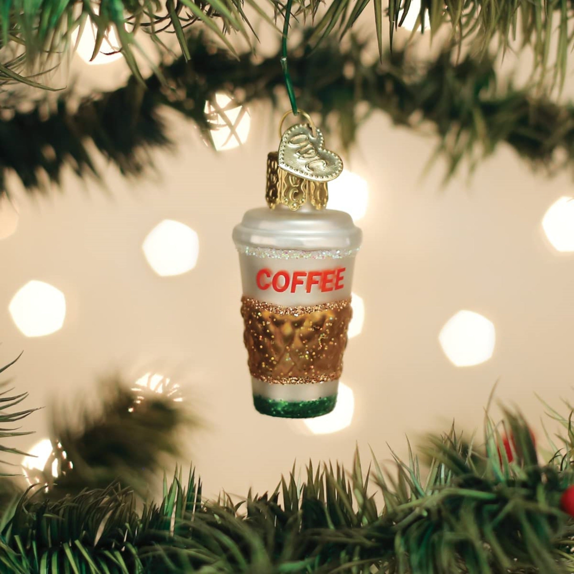 Old World Christmas Mini Blown Glass Coffee To Go Ornament, 2"