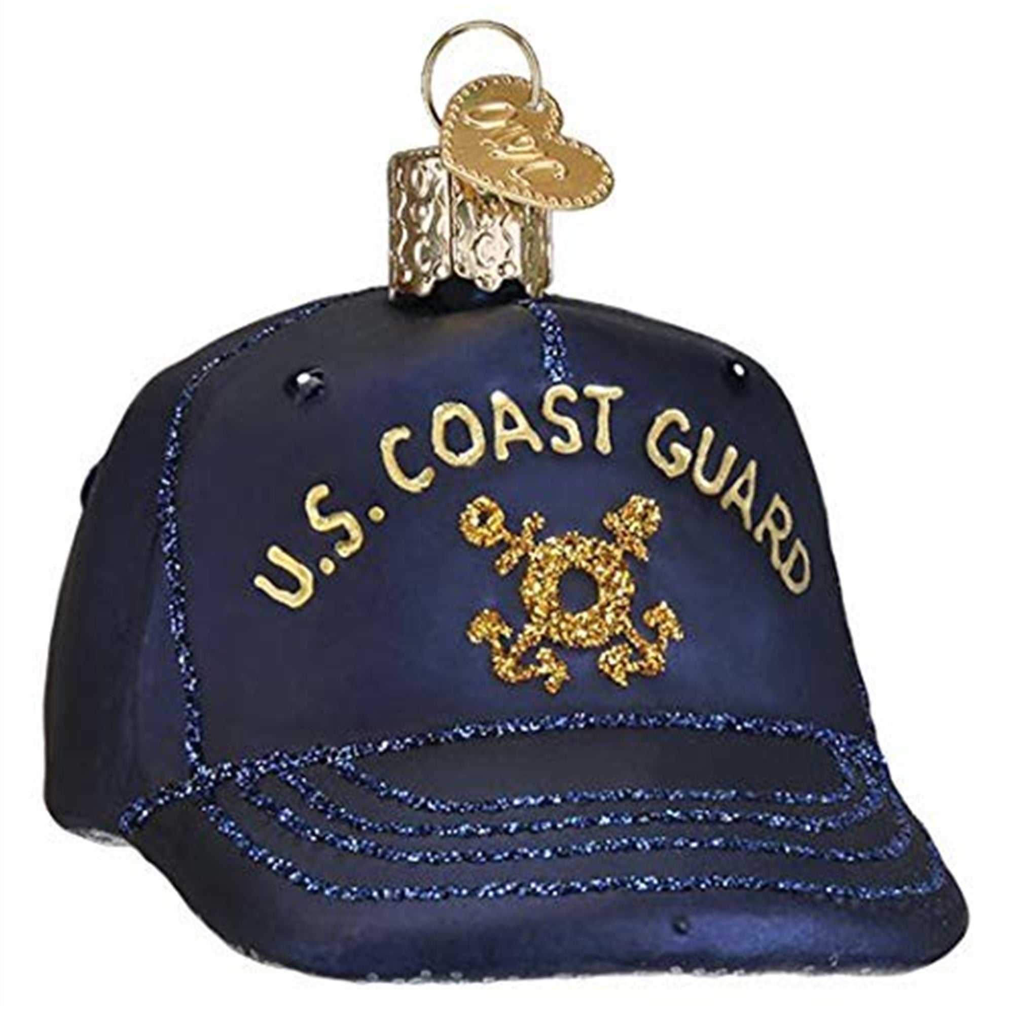 Old World Christmas Glass Blown Coast Guard Cap Ornament