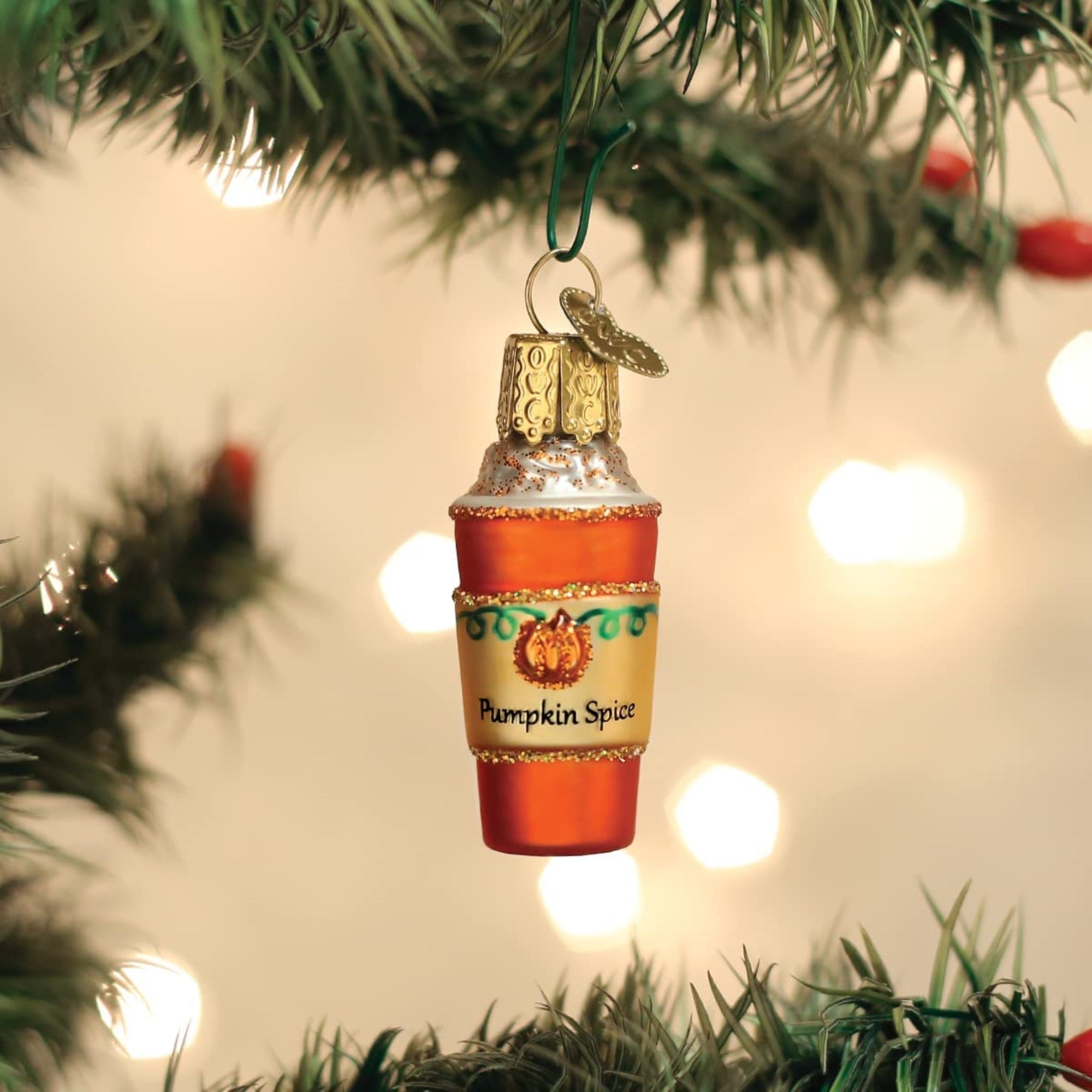 Old World Christmas Mini Blown Glass Pumpkin Spice Latte Ornament, 2"