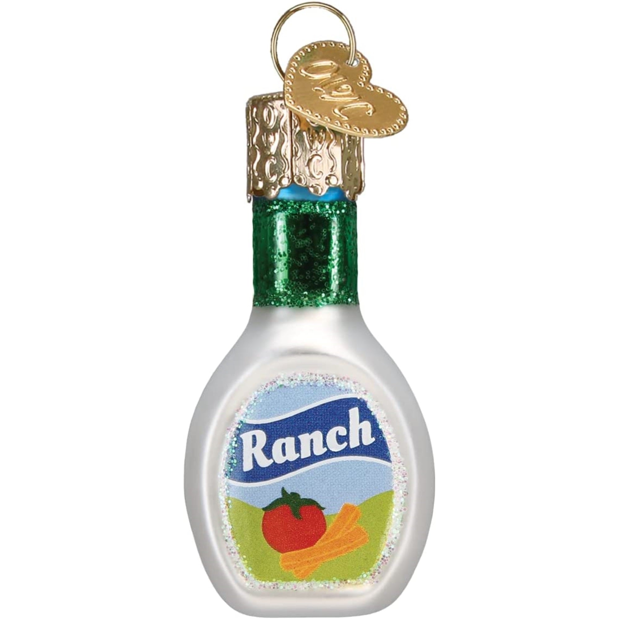 Old World Christmas Mini Blown Glass Ranch Dressing Ornament, 2"