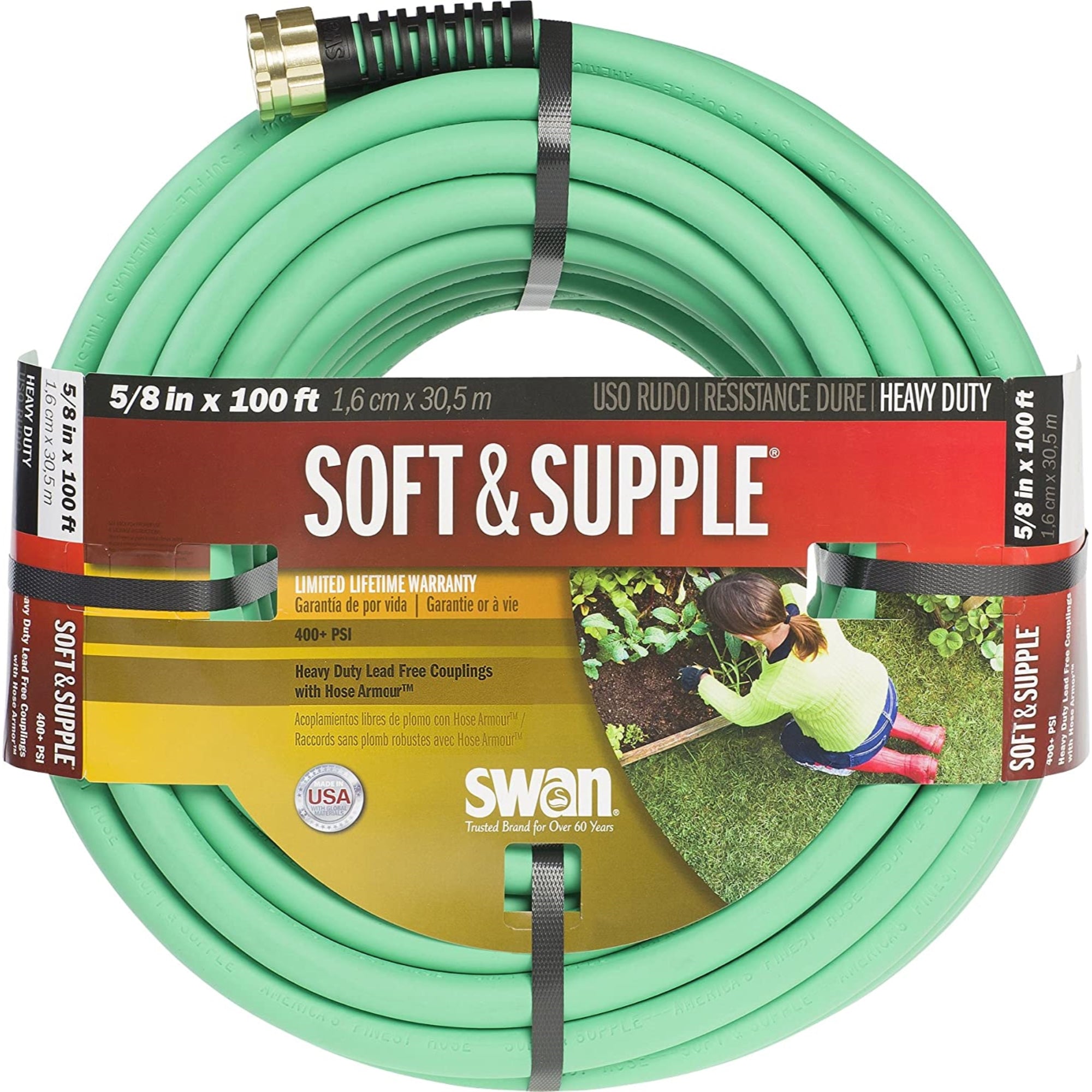 Swan Products Soft & SUPPLE Garden Hose, 5/8" X 100'