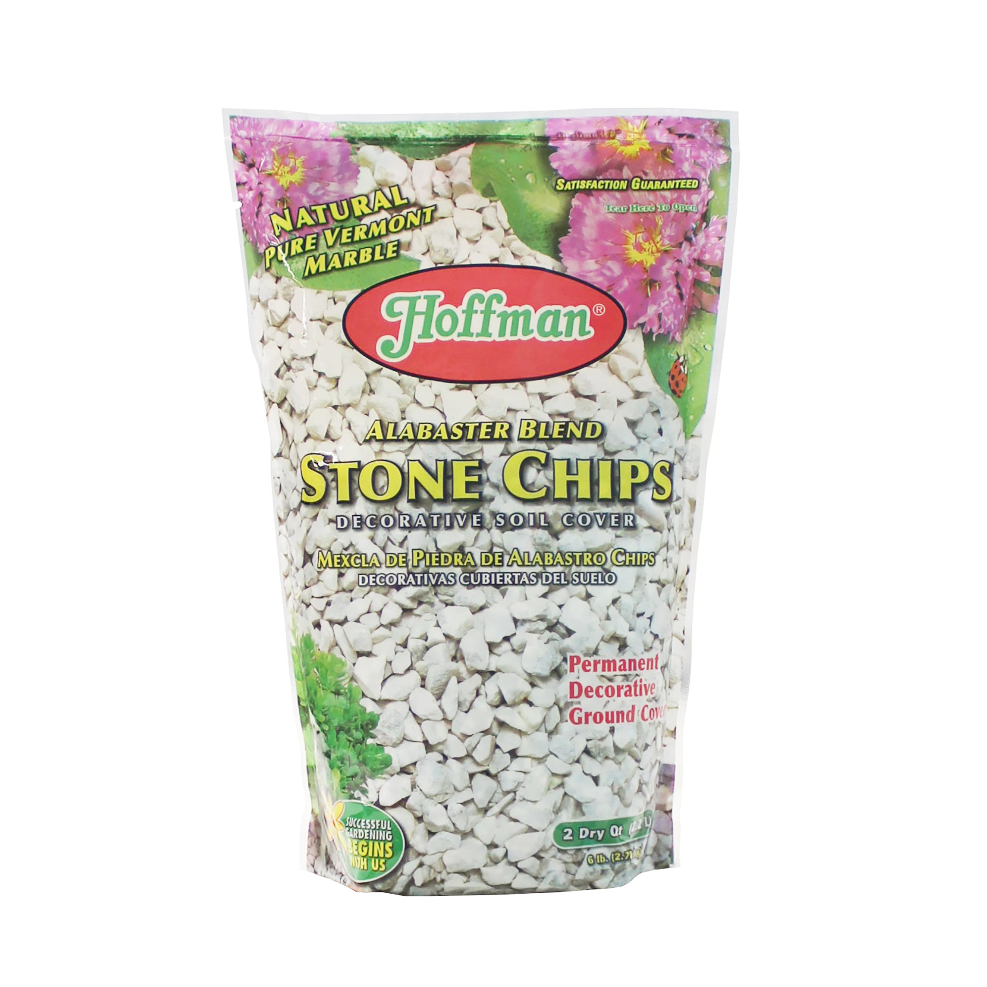 Hoffman Alabaster Blend Stone Chips Decorative Soil Cover, 2 Quarts