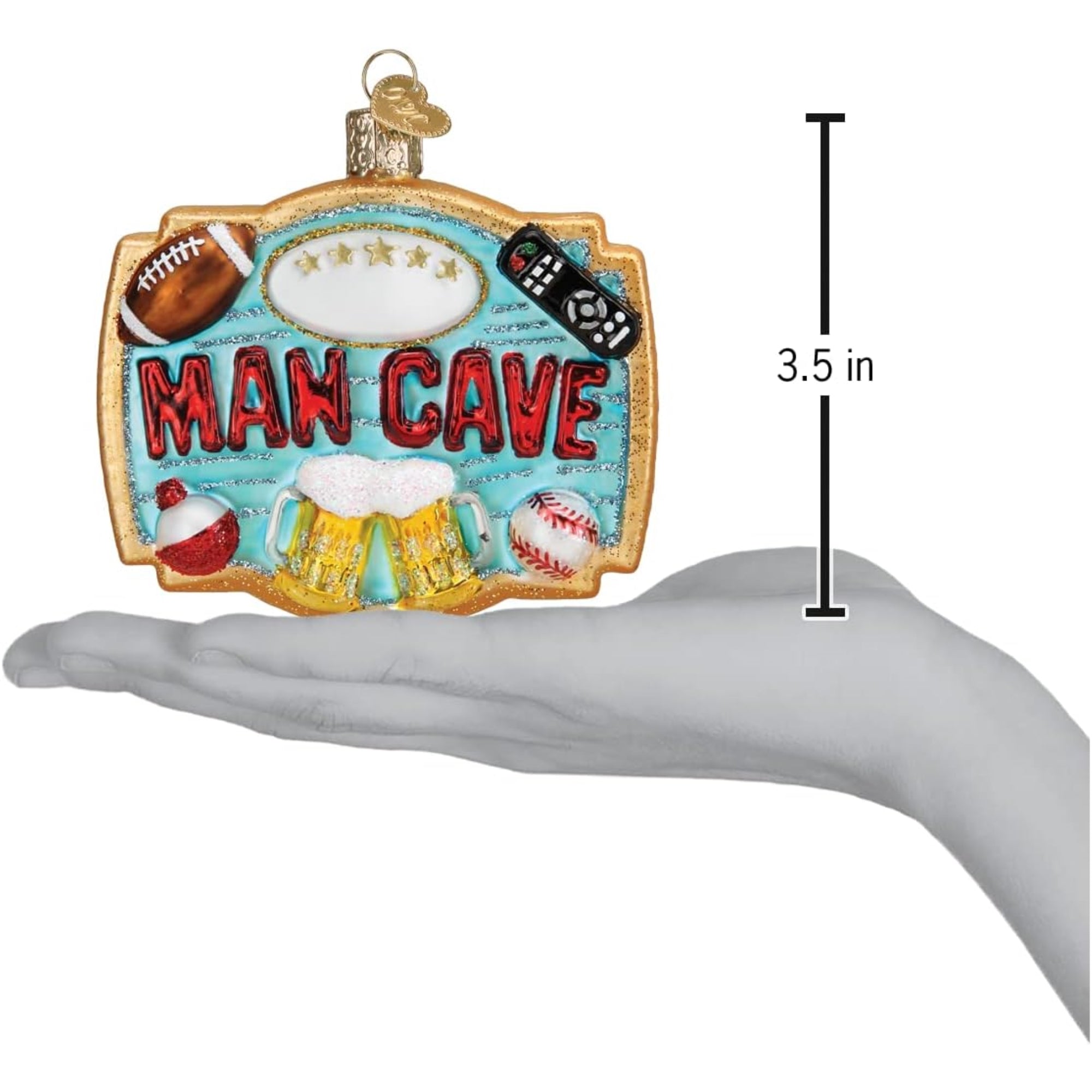 Old World Christmas Man Cave Glass Blown Ornament for Christmas Tree, Multicolored, 3.5"