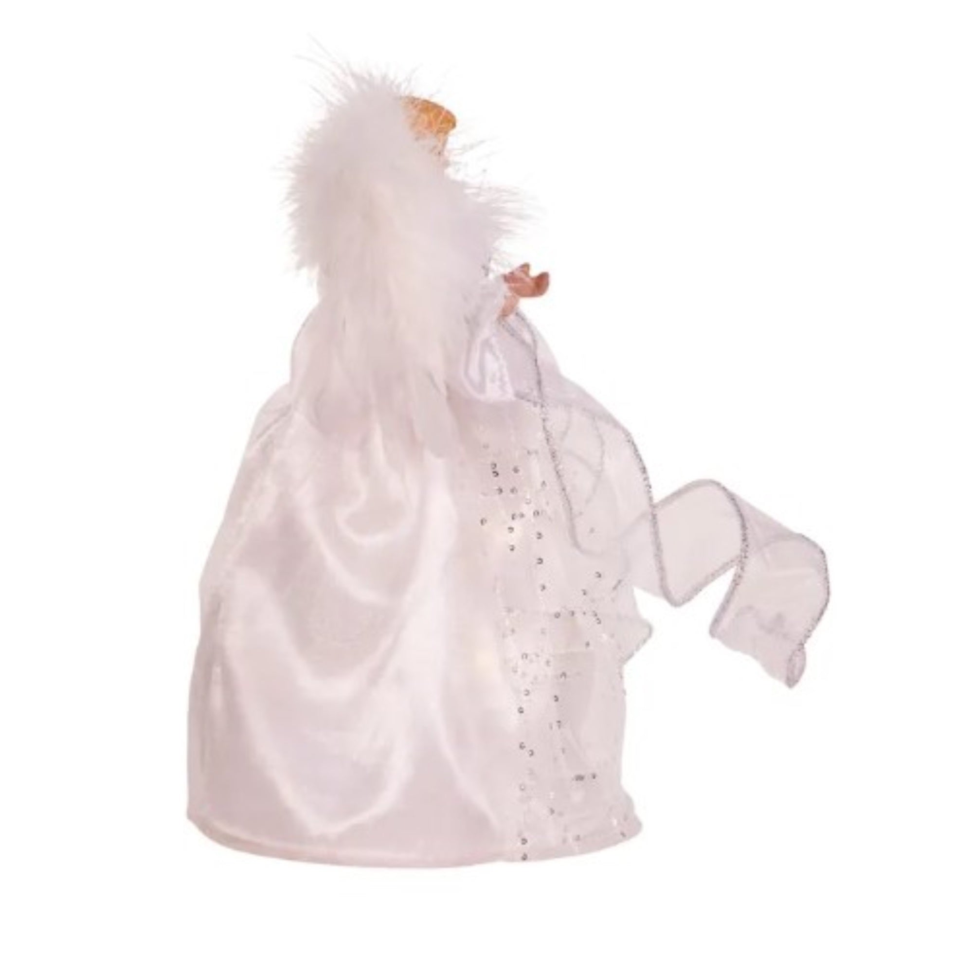 Kurt Adler Battery Operated Silver and White Fairy Light LED Angel Treetop, 10"