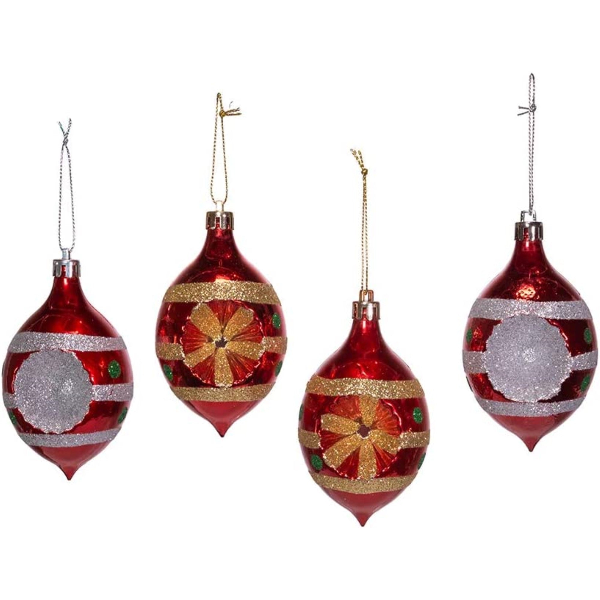 Kurt Adler Christmas Ornament Set 4 Piece, Plastic Set, Multi-Colored, 2.5"