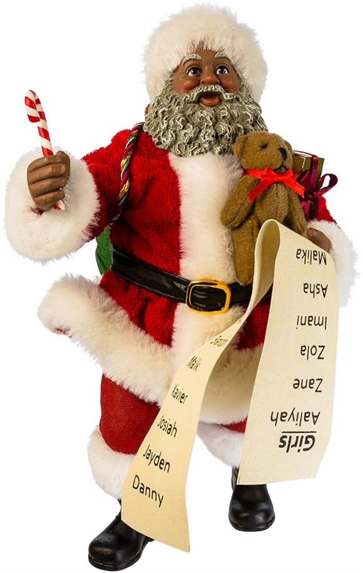 Kurt Adler Fabriché Collection, African American Santa with List, 10.5"