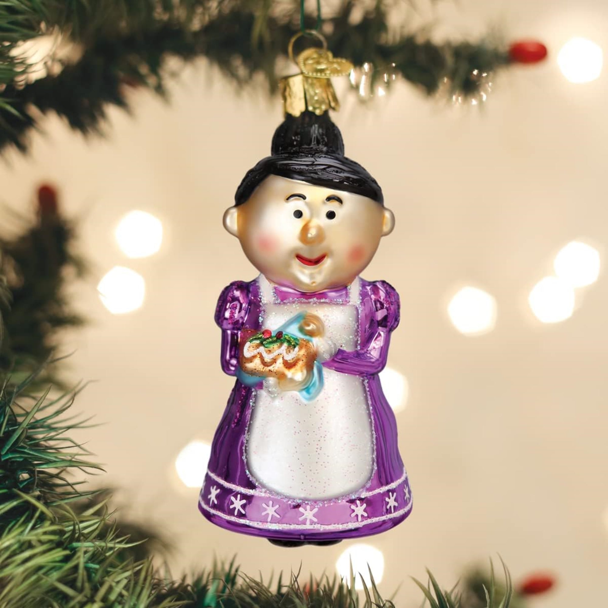 Old World Christmas Cheery Mrs. Claus Blown Glass Holiday Ornament