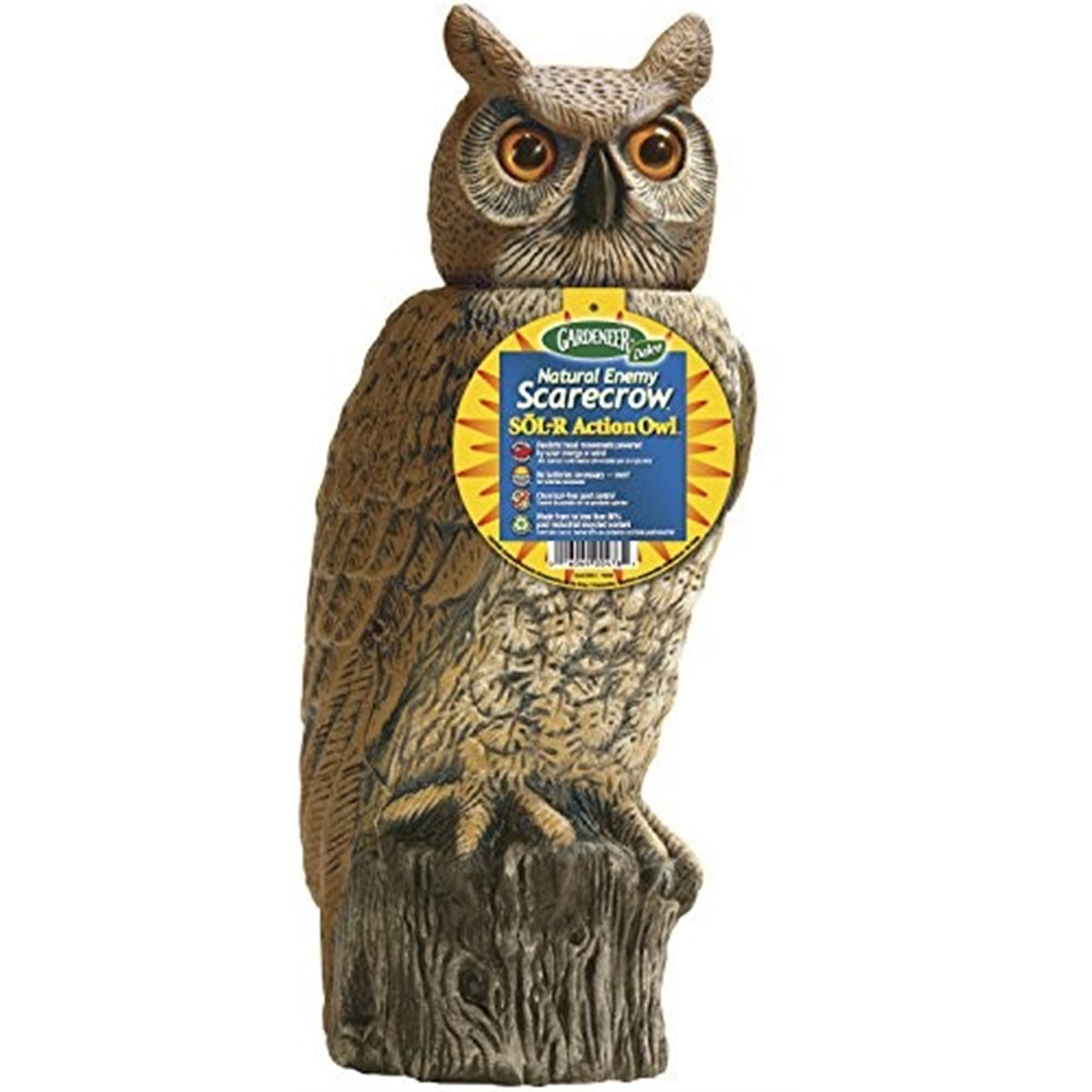 Gardeneer by Dalen Solar Action Owl Natural Scarecrow Device, 18in