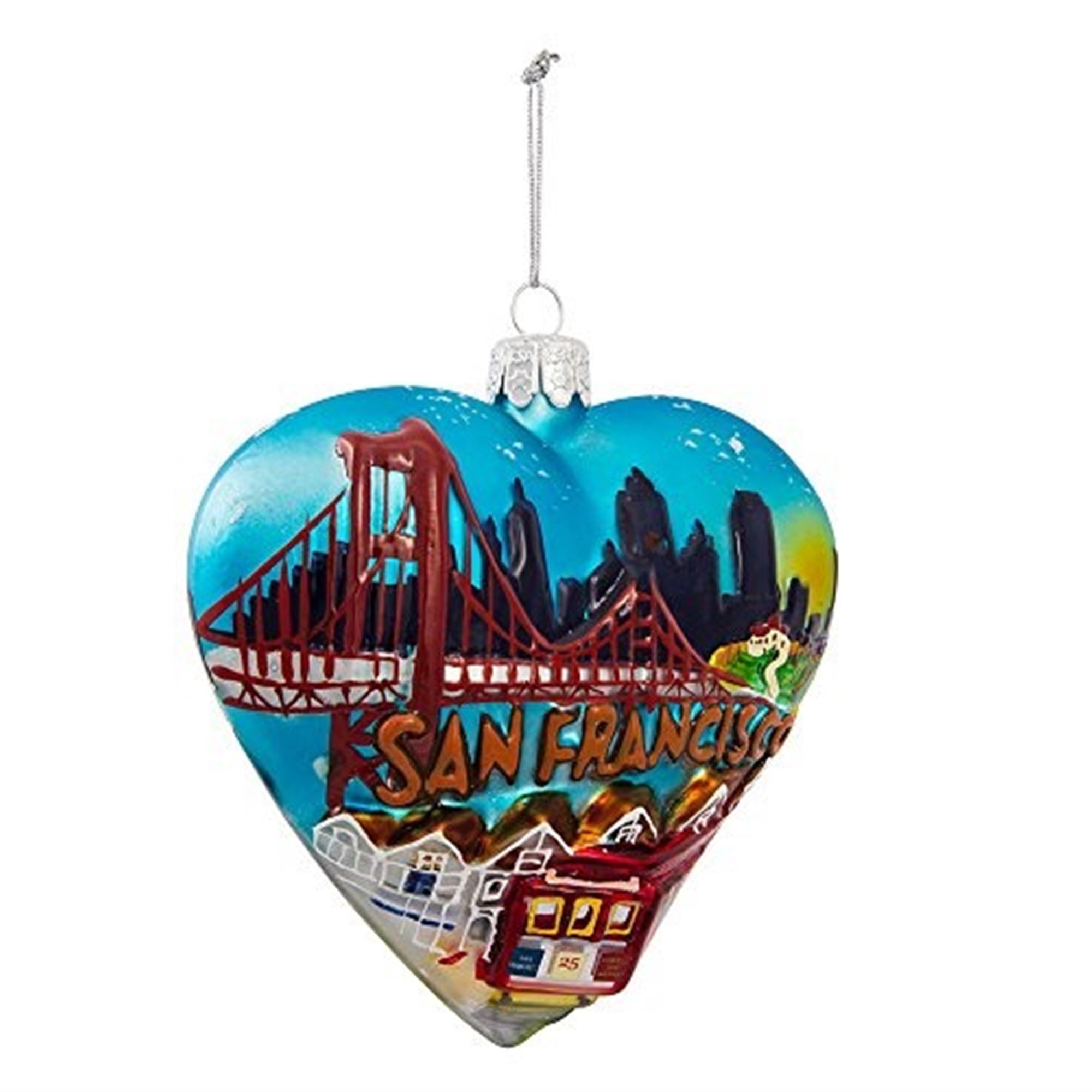 Kurt Adler 4 San Francisco Glass Heart Cityscape Ornament