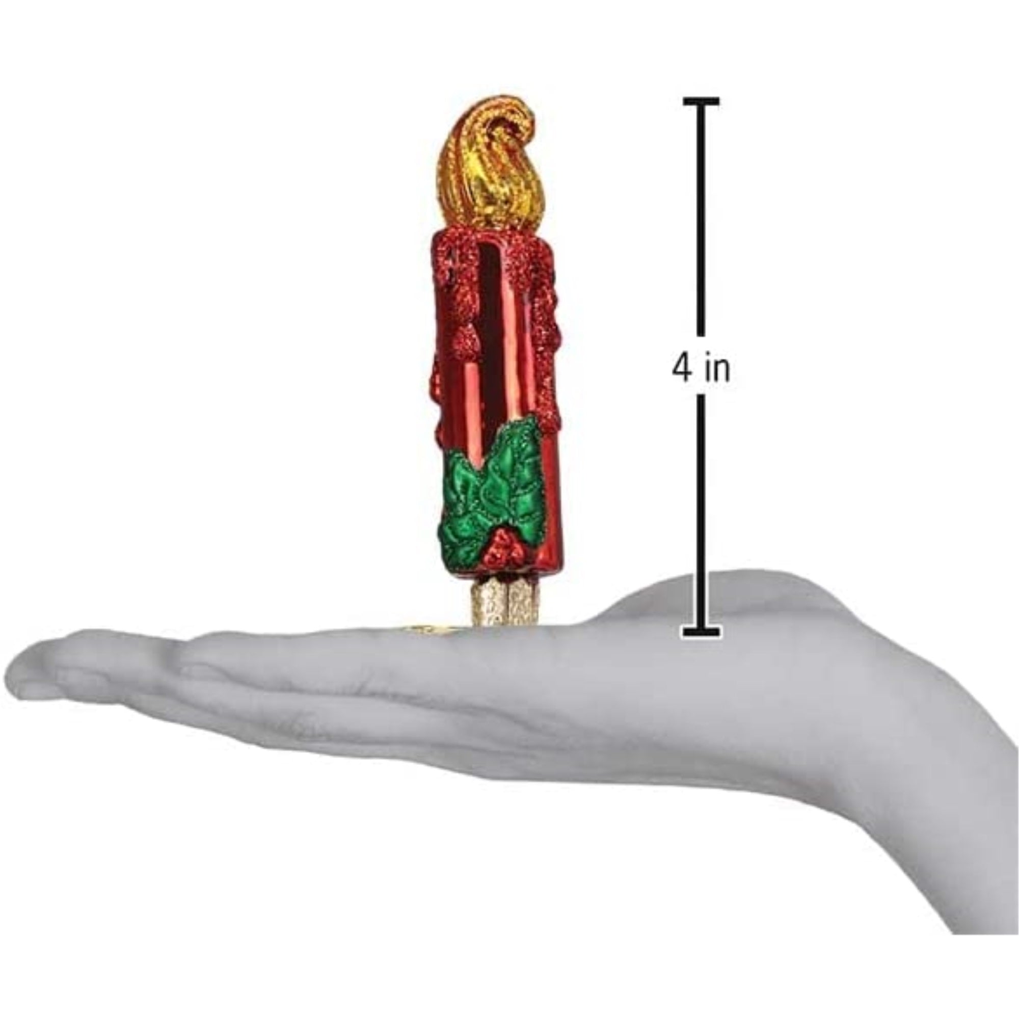 Old World Christmas Glass Blown Tree Ornament, Red Clip-on Candle