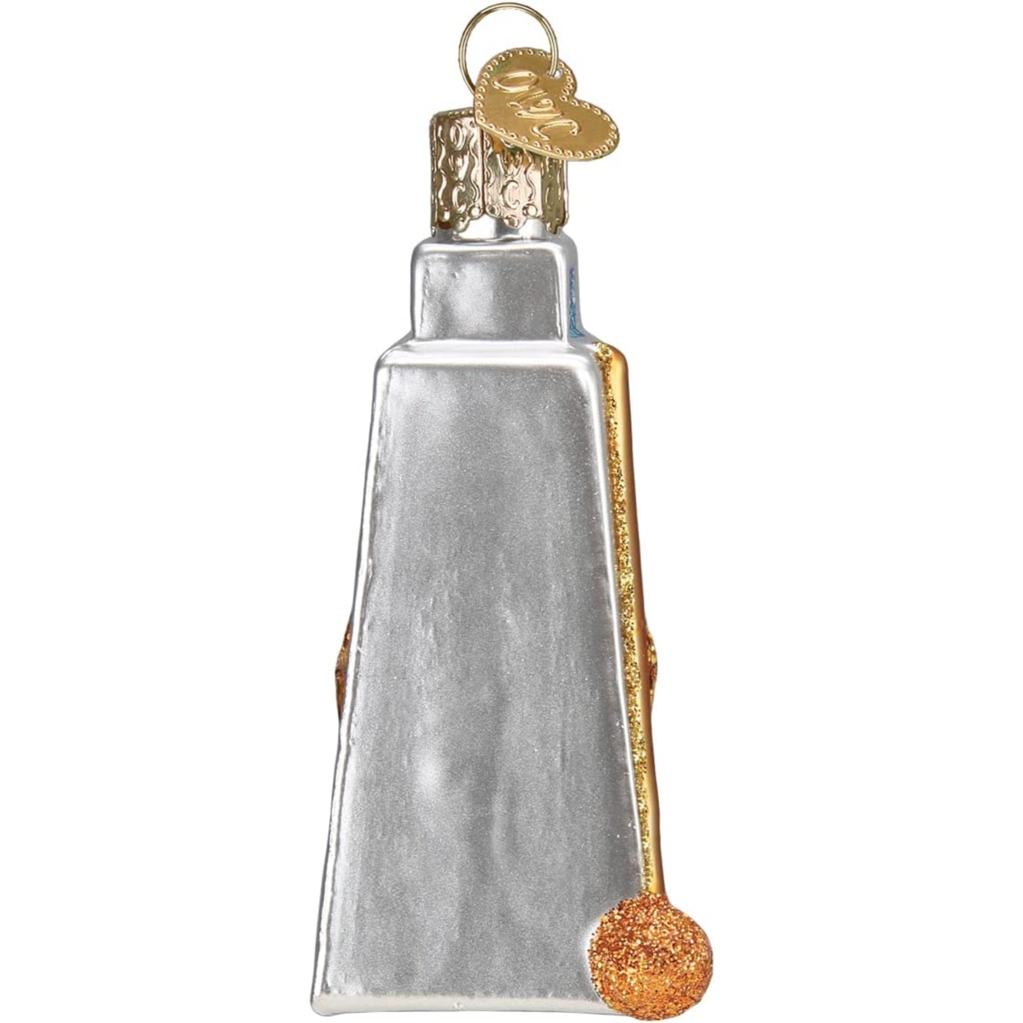 Old World Christmas Glass Blown Cowbell Ornament, 3.25"