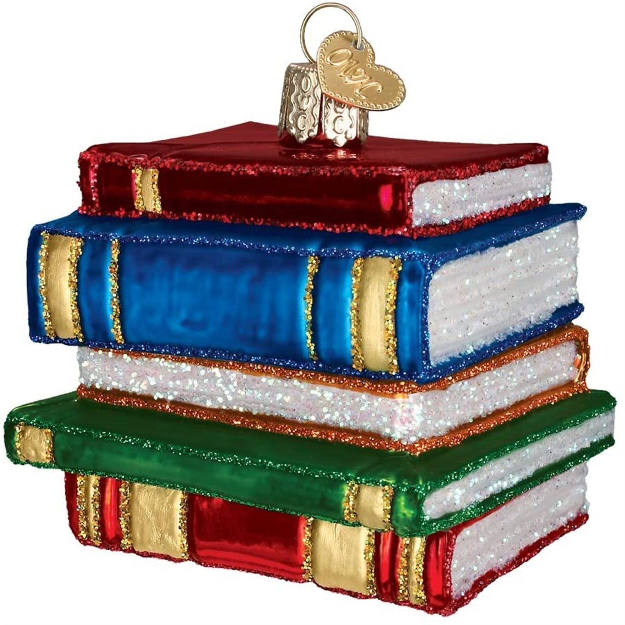 Old World Christmas Blown Glass Christmas Ornament, Stack of Books