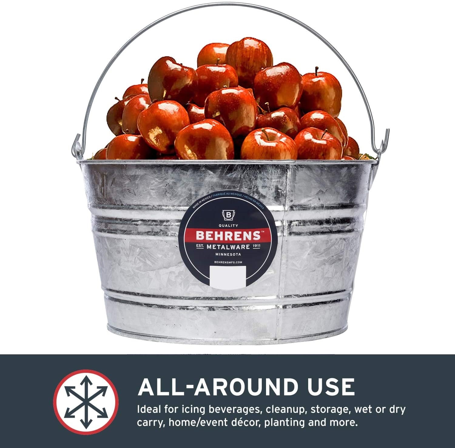 Behrens Hot Dipped Galvanized Steel Utility Pail, Silver - 4.25 Gallon Capacity