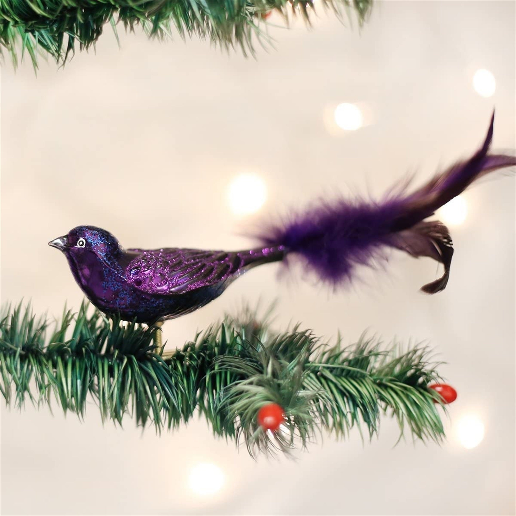 Old World Christmas Blown Glass Christmas Ornament, Purple Martin Clip-on Ornament