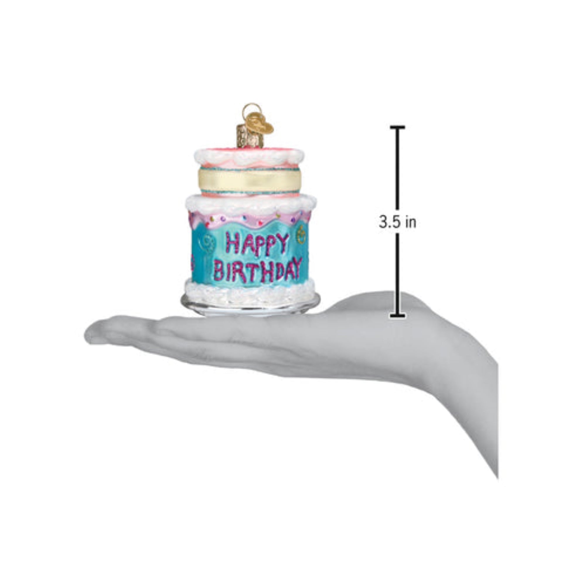 Old World Christmas Glass Blown Ornaments for Tree, Happy Birthday Cake