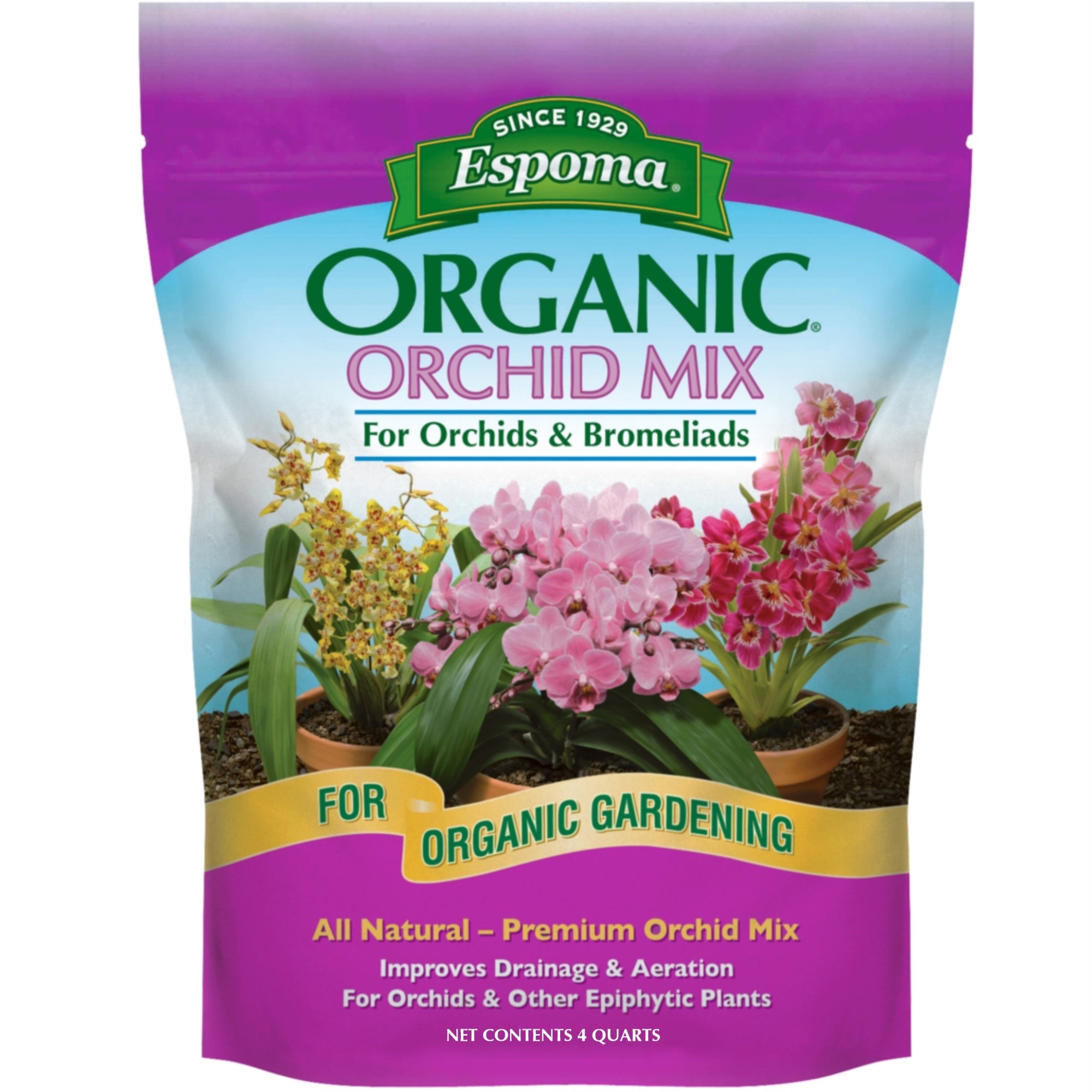 Espoma Organic Orchid Mix for Orchids and Epiphytic Plants, for Organic Gardening, 4 Qt Bag
