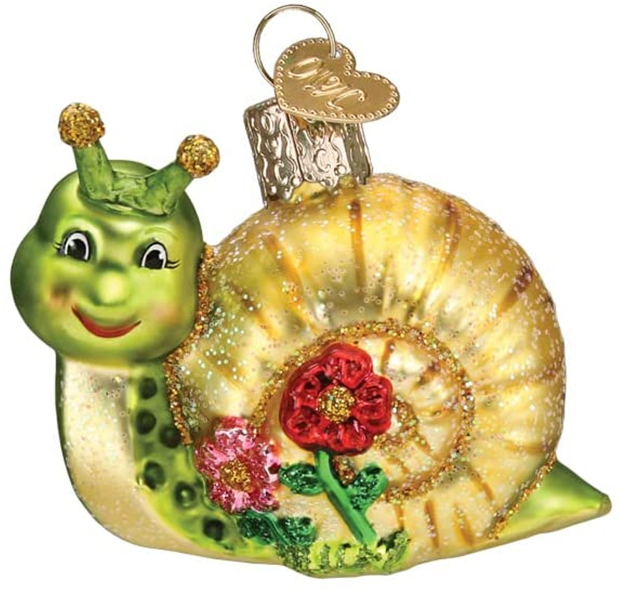 Old World Christmas Hanging Glass Tree Ornament, Smiley Snail