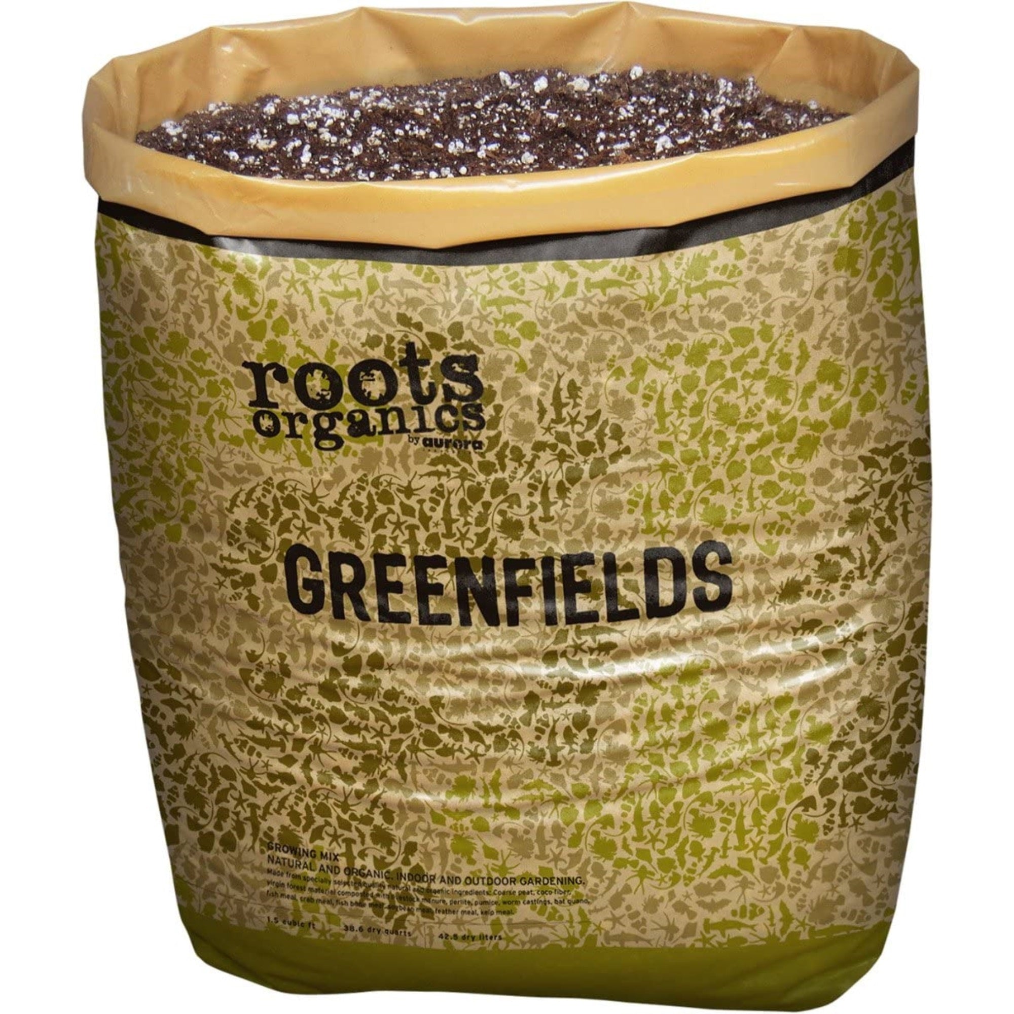 Roots Organics Greenfields, Organic Growing Media with Beneficial Mycorrhizae, Plant-in-Bag, 1.5 Cubic Foot