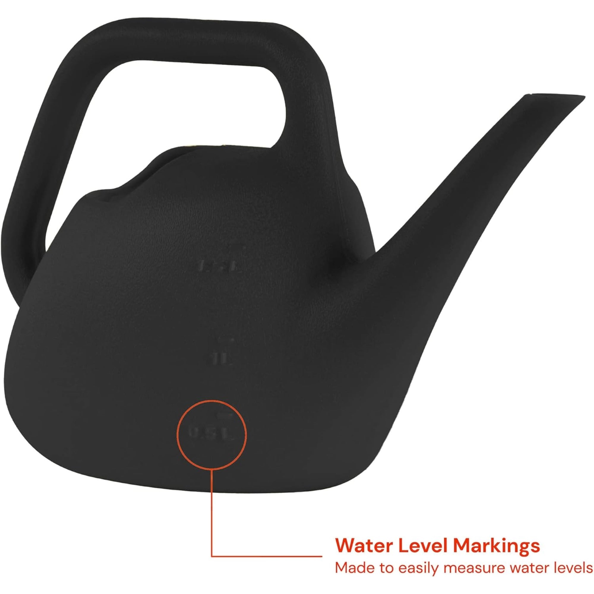 Bloem Indoor/Outdoor Resin Small Watering Can with Water Level Markings for Small Space Use, Black, 1.5L Capacity (0.4 Gallons)