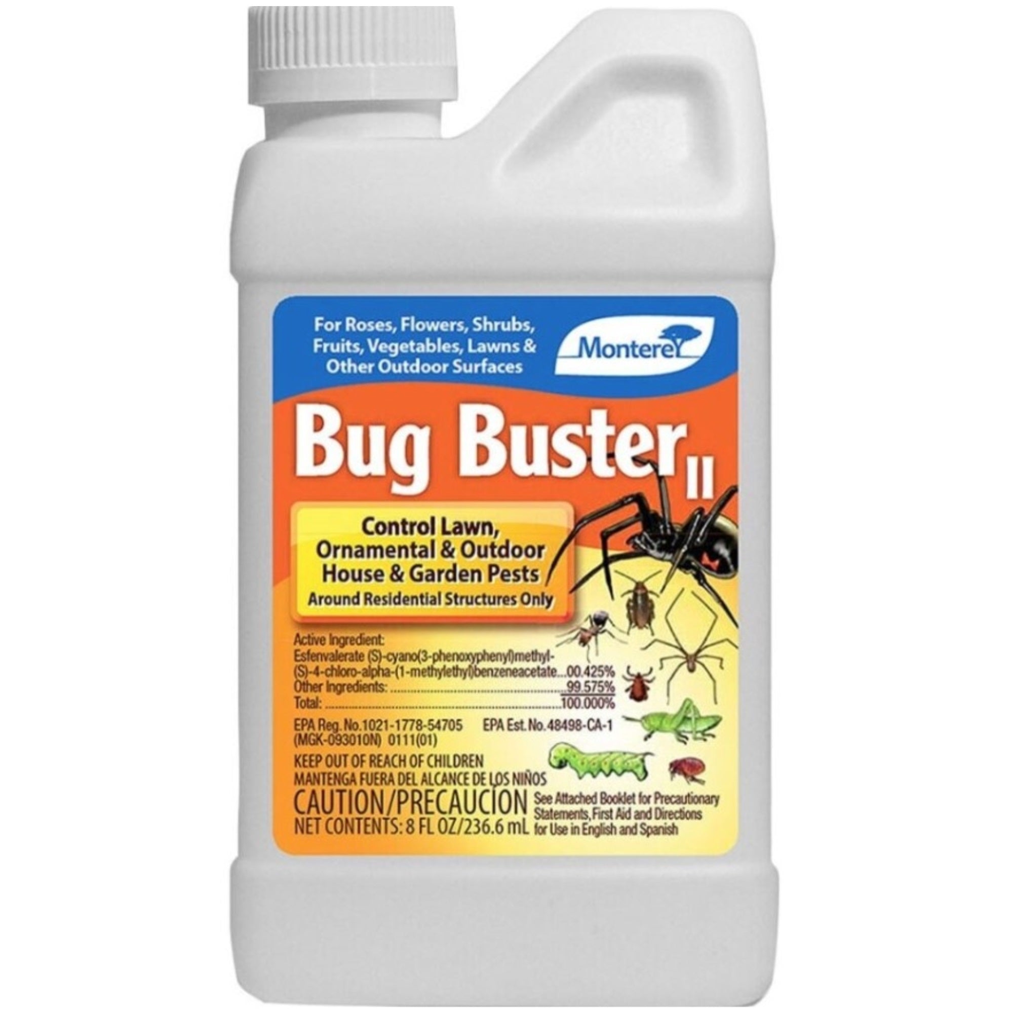 Monterey Bug Buster II Insecticide for Outdoor Use, Concentrate, 8 fl oz