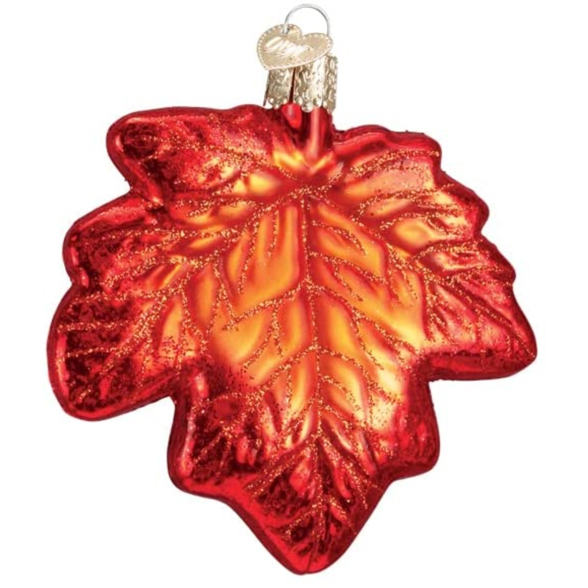 Old World Christmas Glass Blown Tree Ornament, Red Maple Leaf