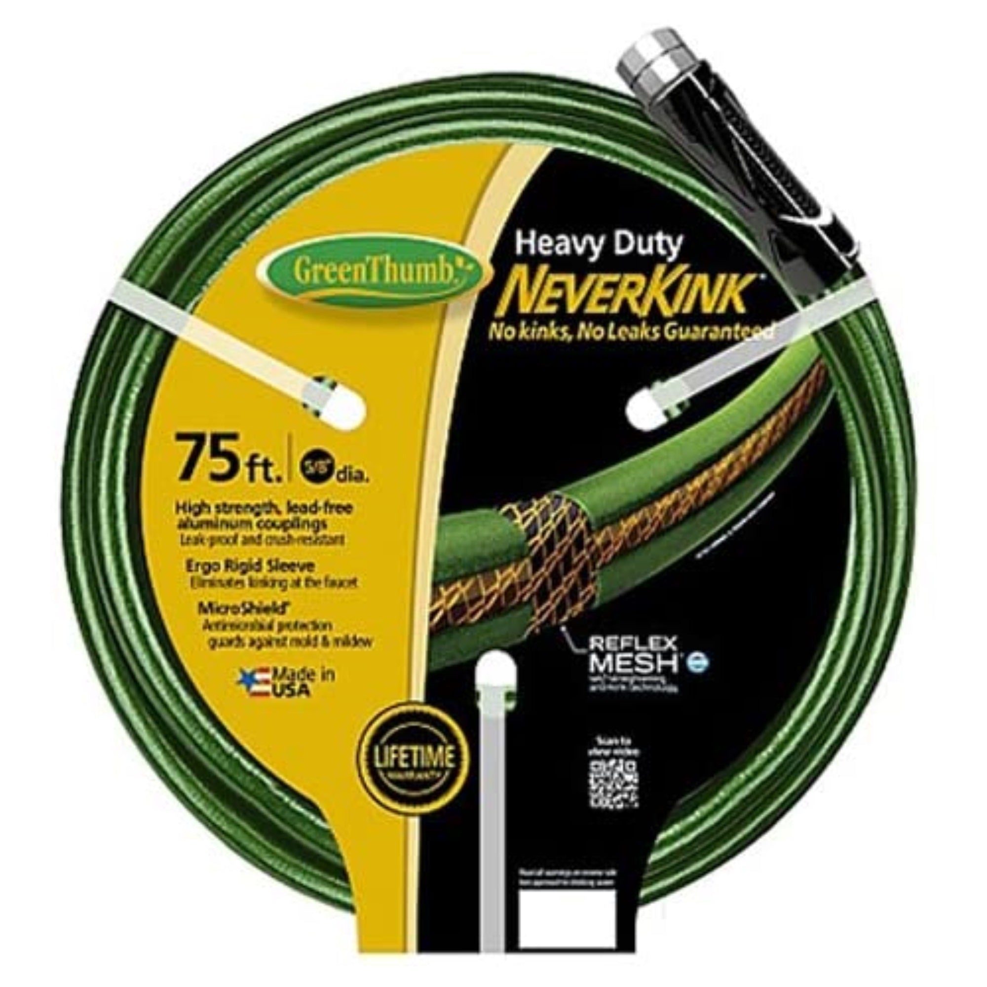 Green Thumb Neverkink Hose, Green 5/8-Inch by 75-Feet