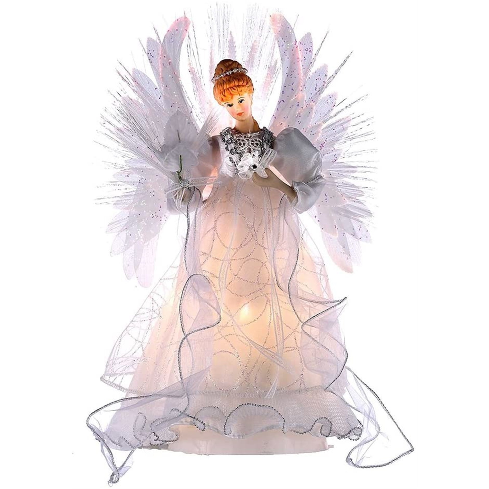 Kurt Adler Fiber-Optic Multi-Colored Angel Lighted Treetop, 14"