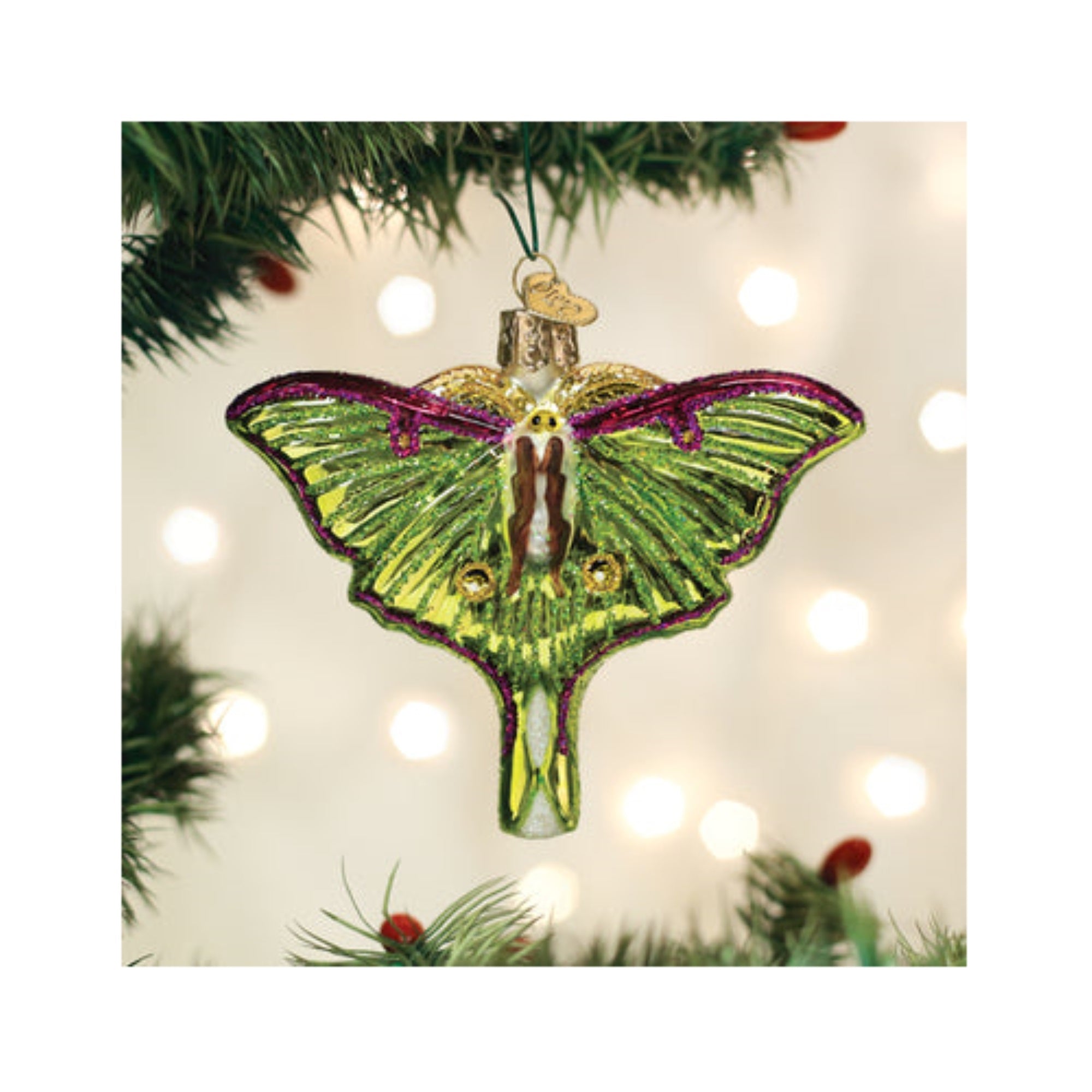 Old World Christmas Luna Moth Blown Glass Holiday Tree Ornament