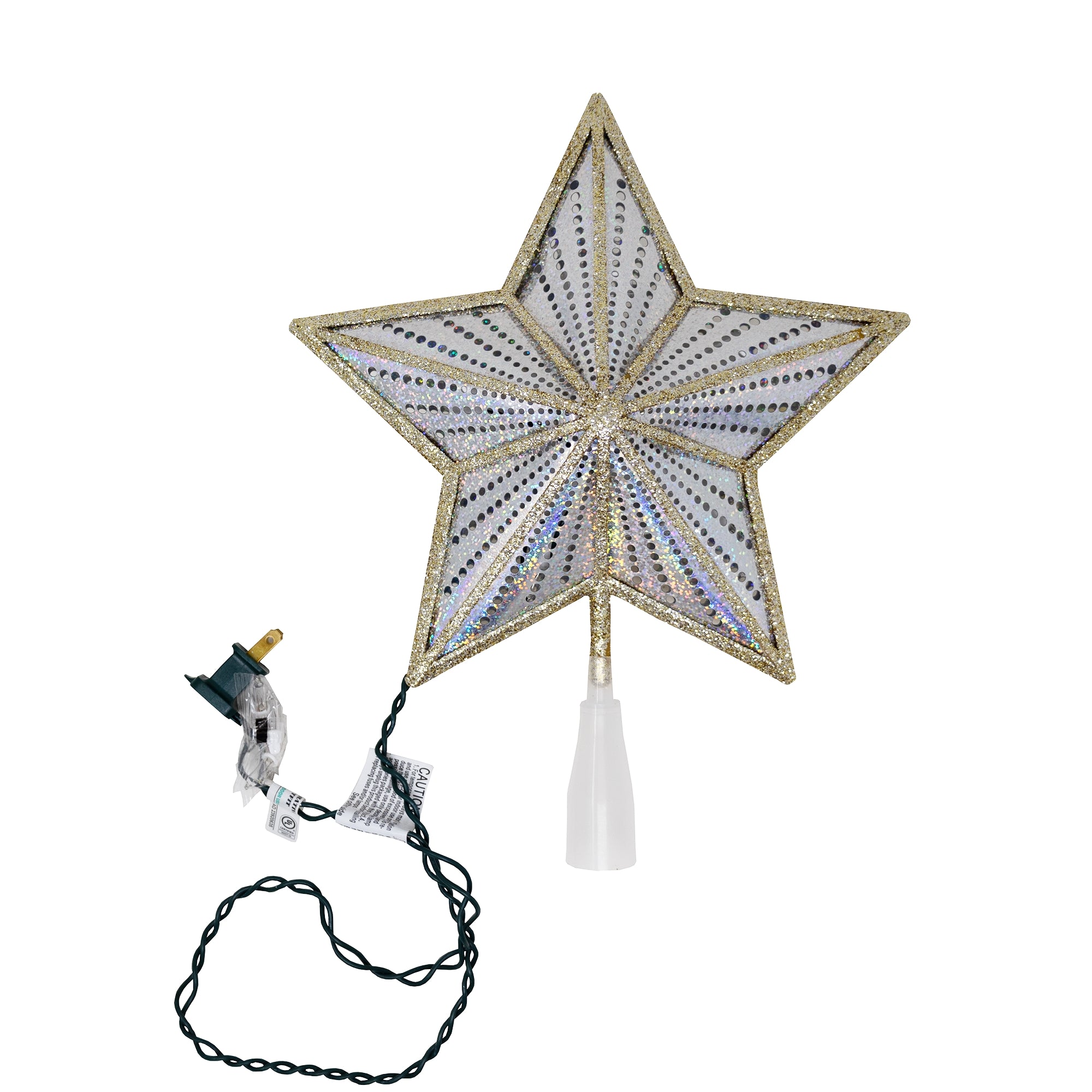 Kurt Adler Lighted Treetopper, Gold & Iridescent, 10"