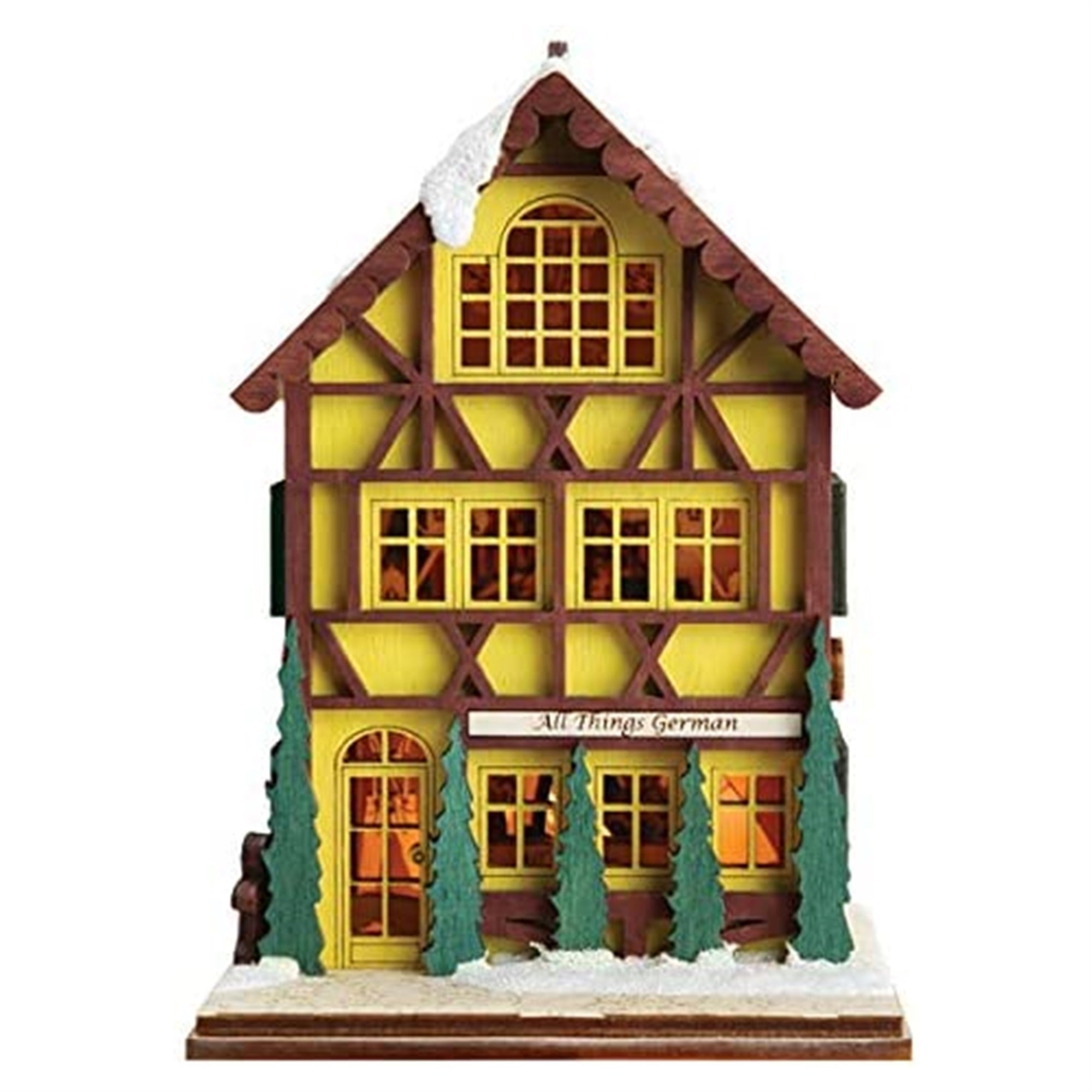 Old World Ginger Cottages Wooden Ornaments All Things German, 5.12"