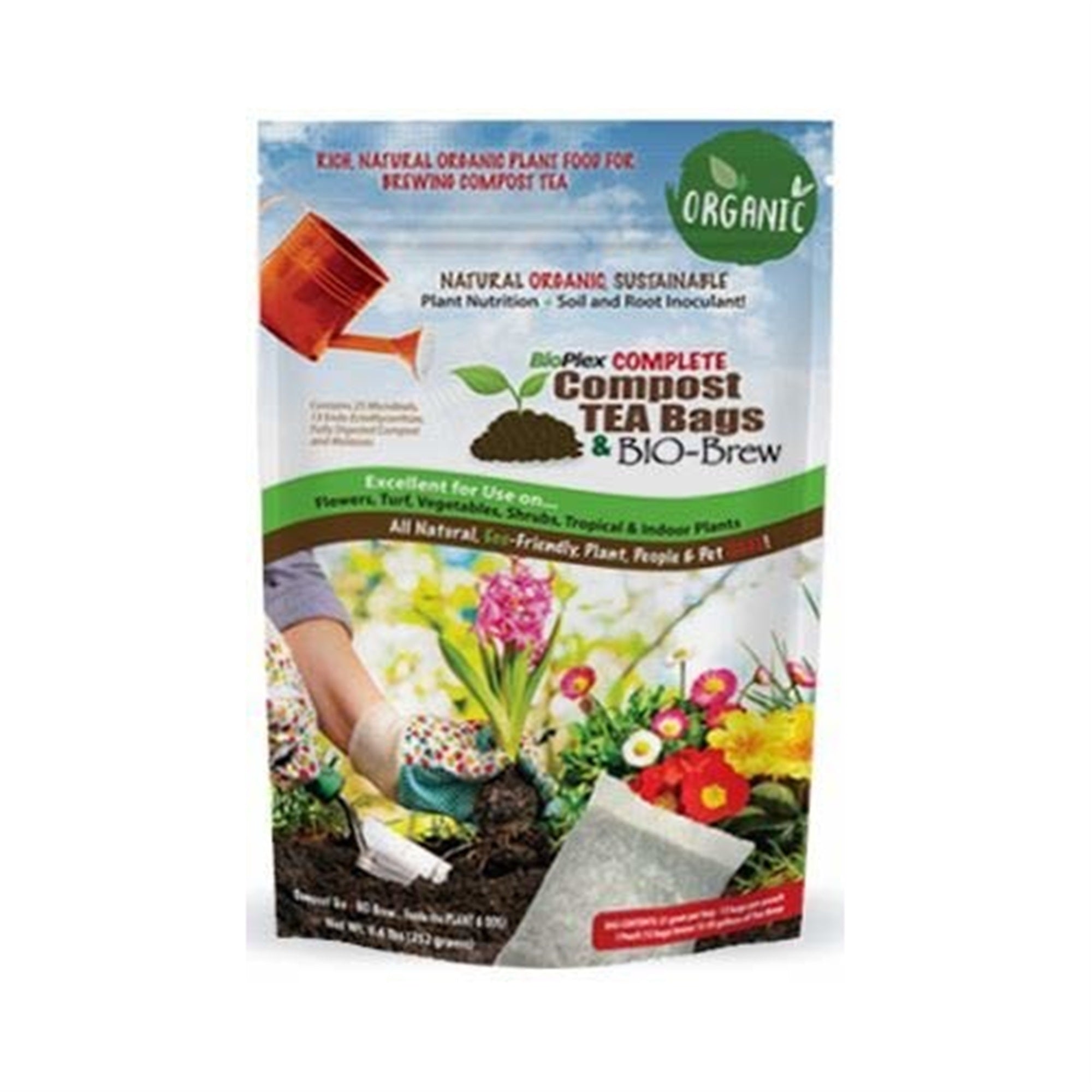 BioPlex Complete Compost Tea-Bags & Bio-Brew. (1 Pouch Containing 12 Tea Bags)