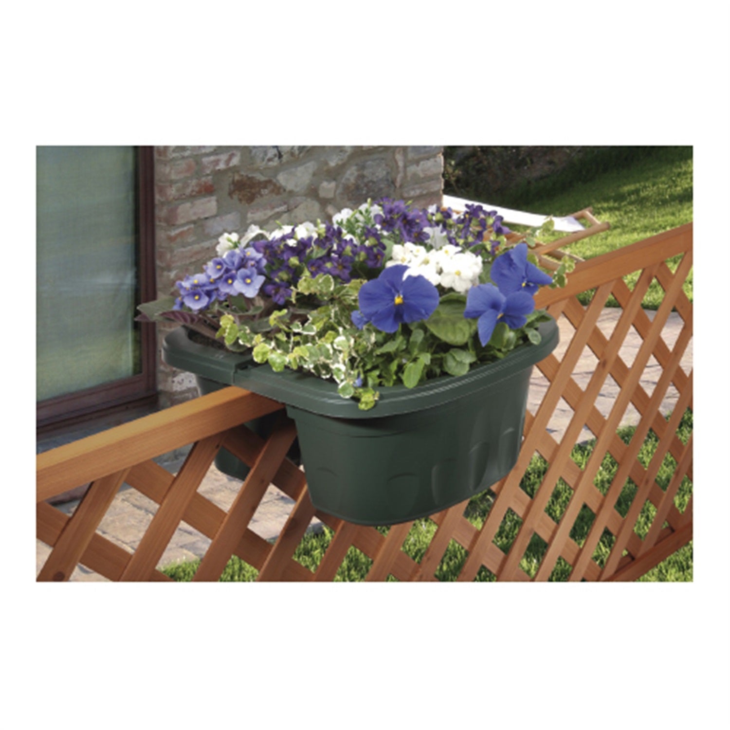 Apollo Exports Double Sided Adjustable Railing Planter, Green, 16"