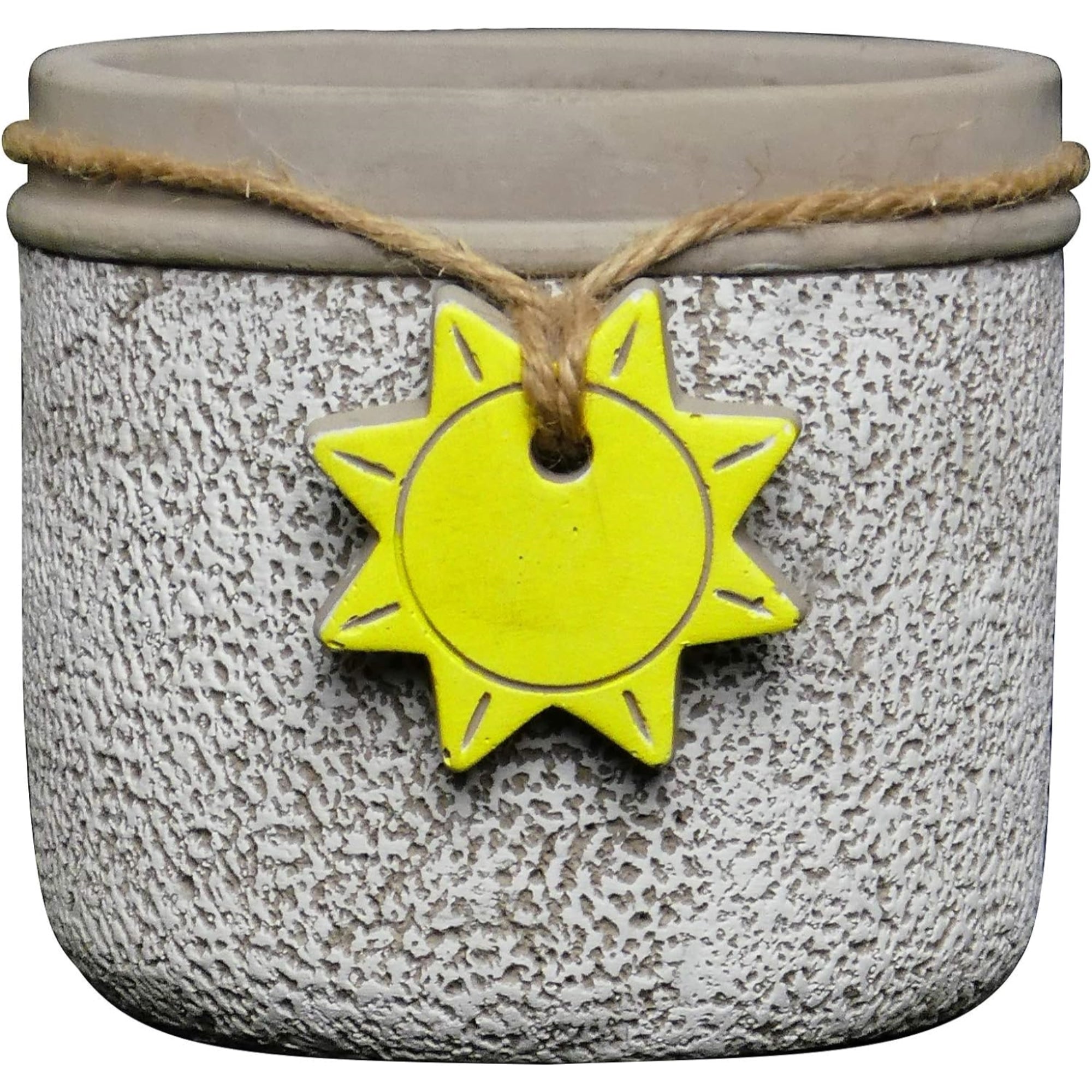 Classic Home and Garden Indoor or Outdoor Cement Sun Pot Planter, Whitewash