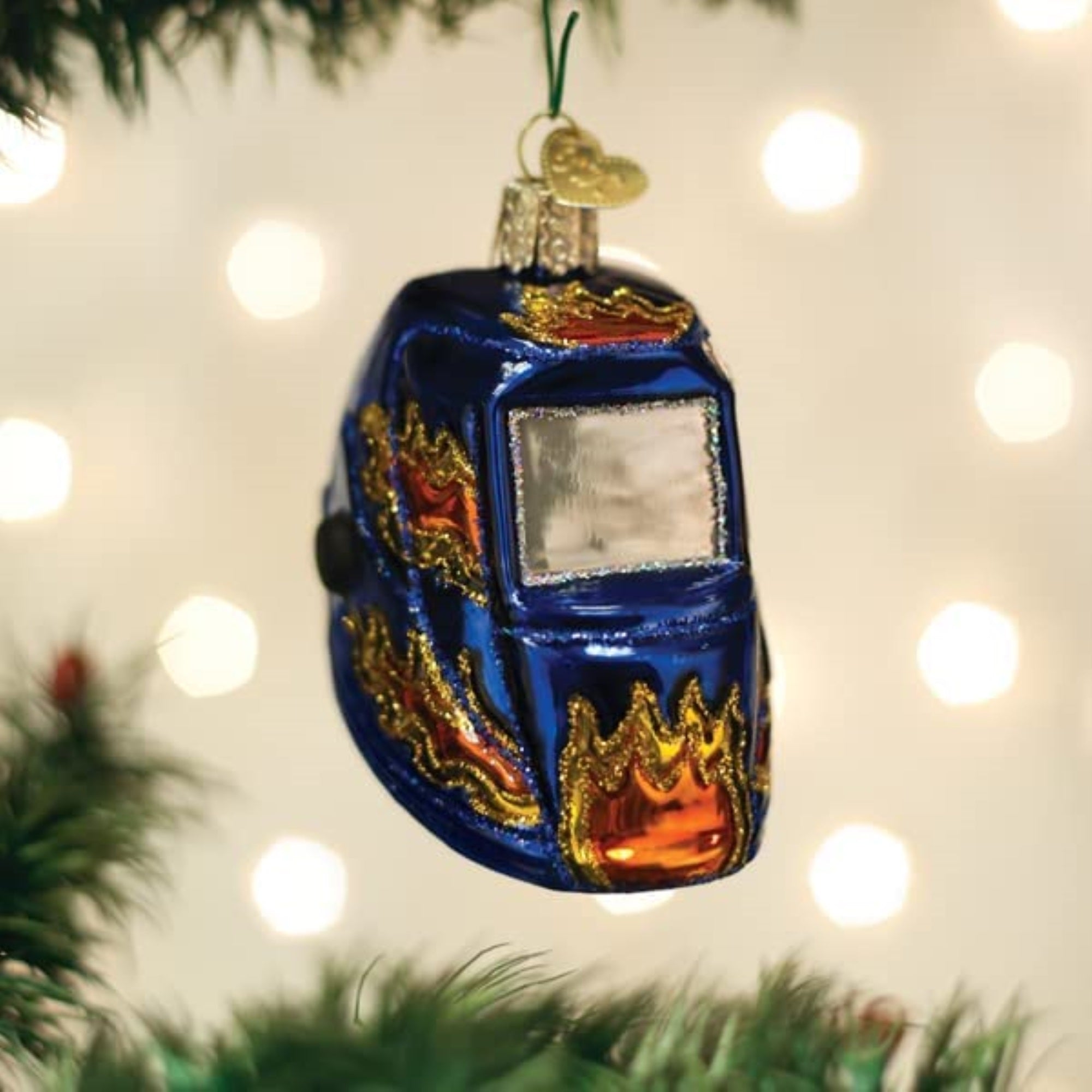 Old World Christmas Glass Blown Tree Ornament, Welding Helmet
