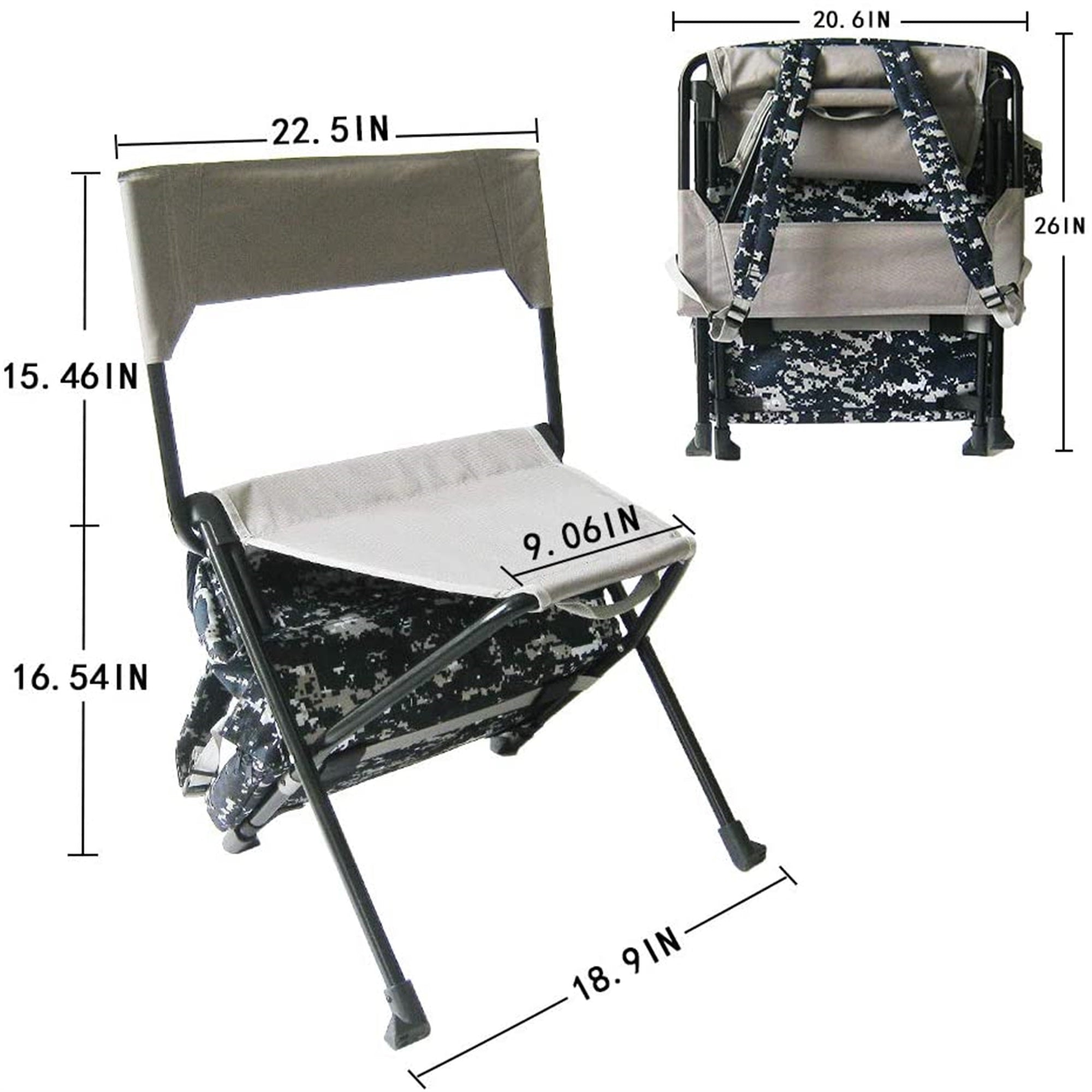 Zenree Folding Backpack Camping Chairs with Cooler Bag and Backrest