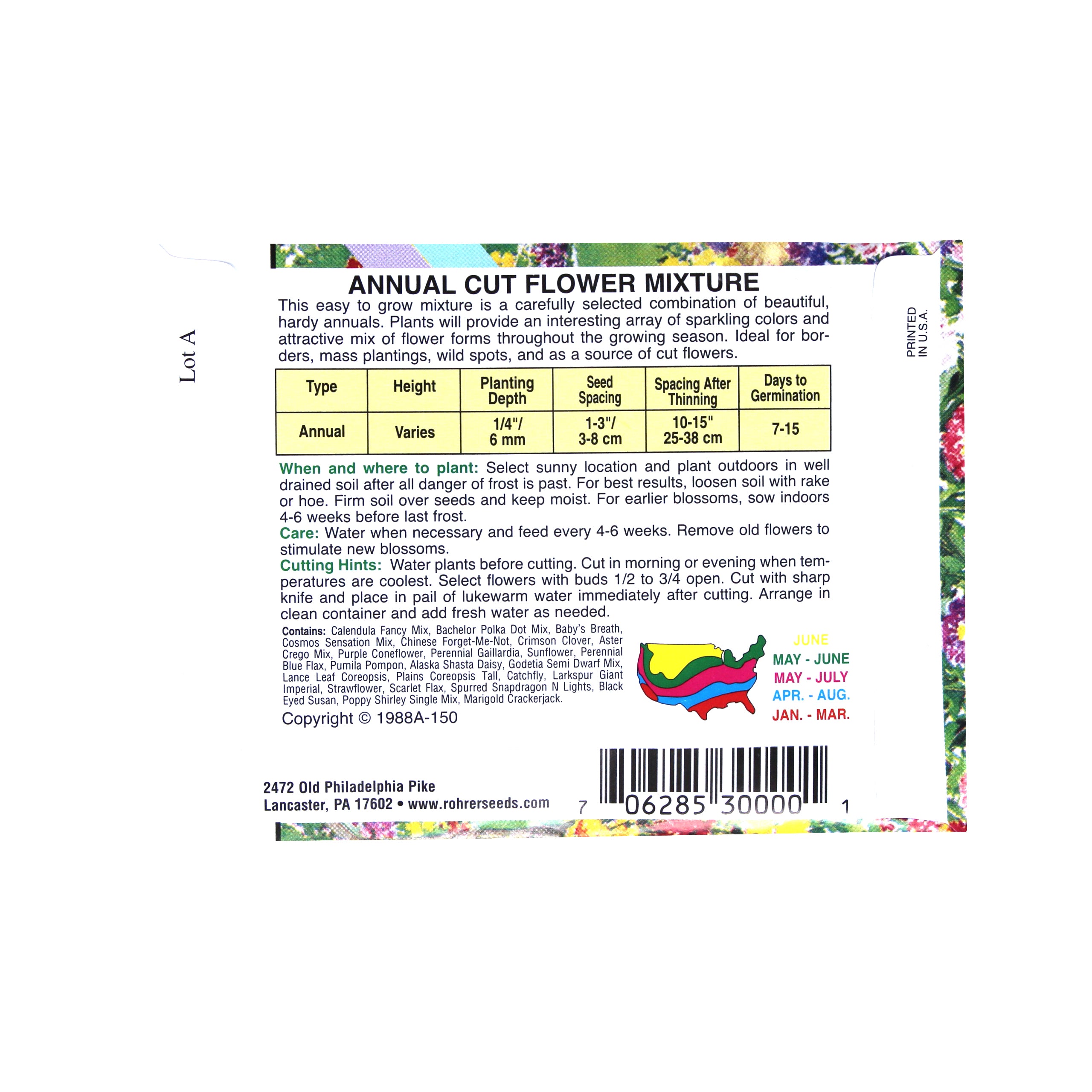 Rohrer Seeds Annual Cut Flower Mixture, 1.5 grams